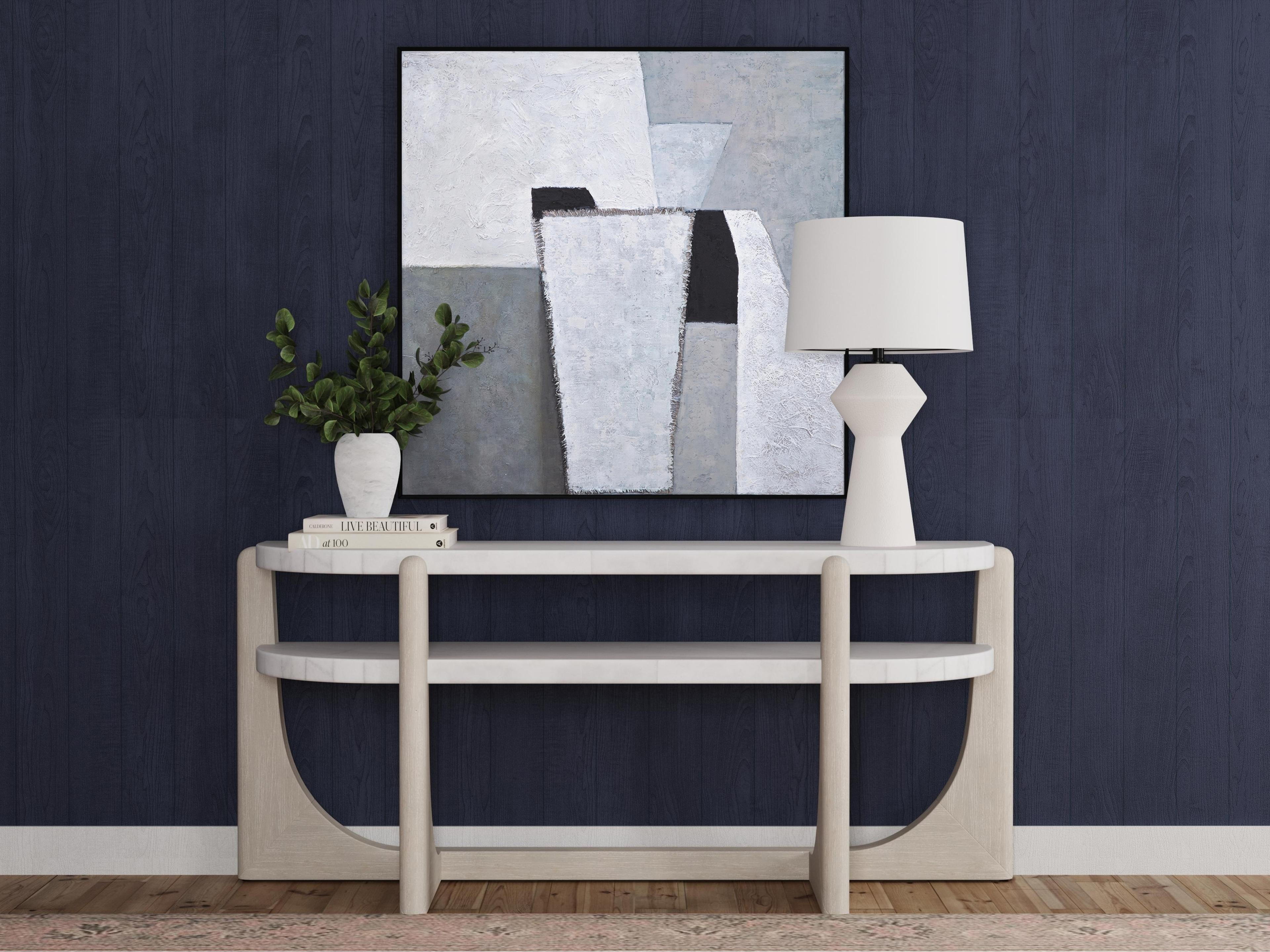 Bassett Mirror Ella Matte White Tapered Drum Linen Buffet Lamp