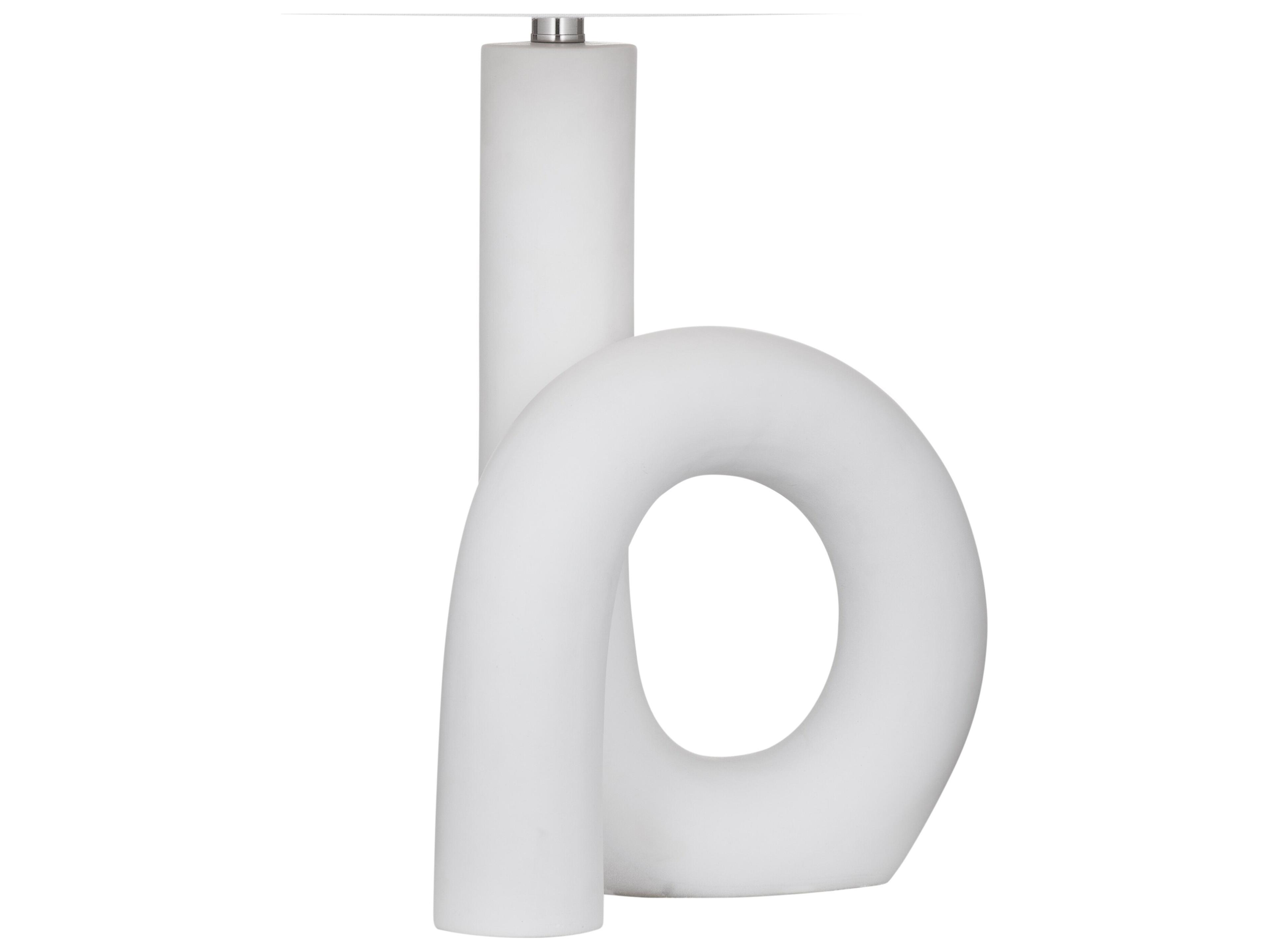 Bassett Mirror Alexx Matte White Drum Linen Buffet Lamp