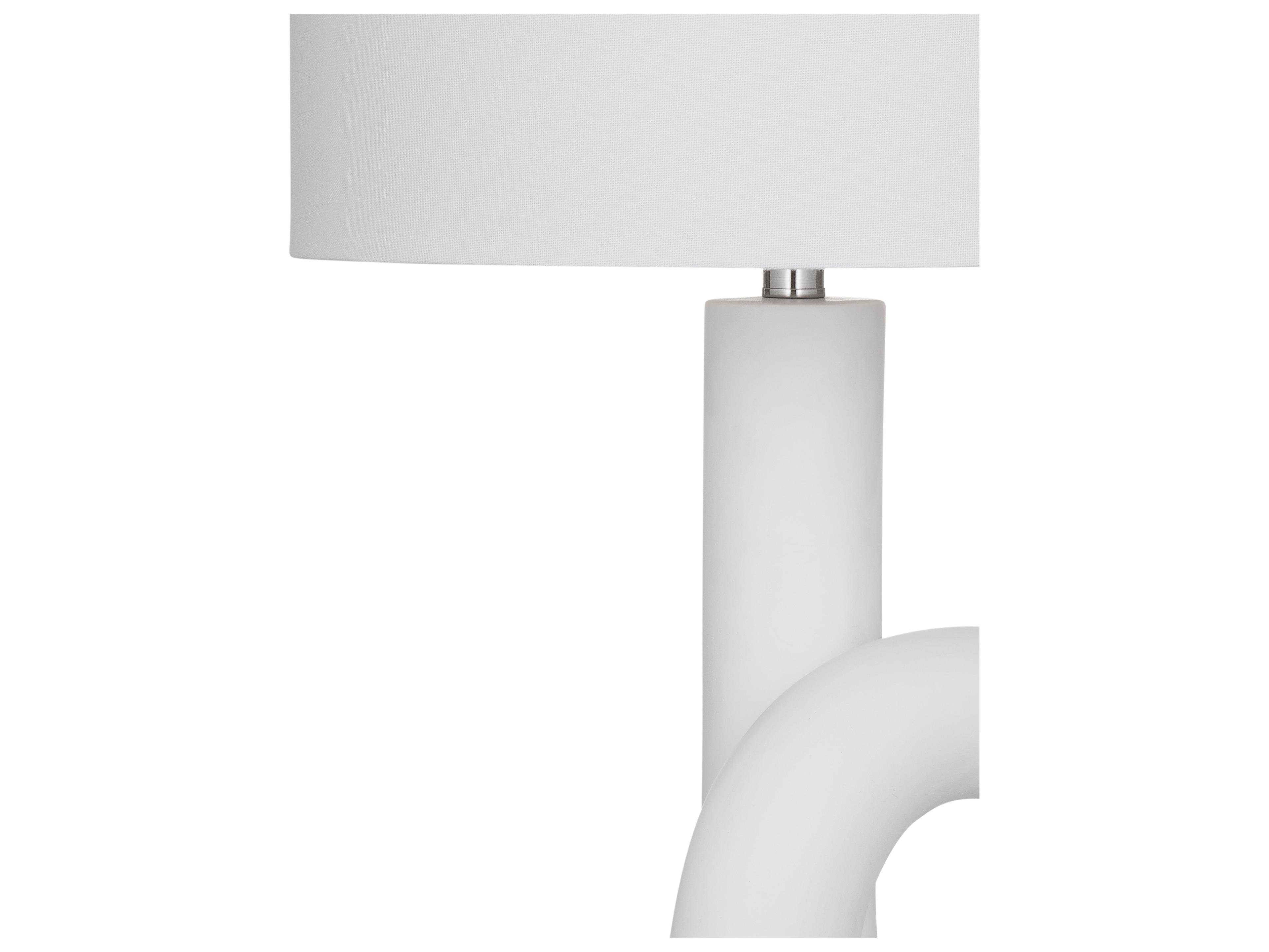 Bassett Mirror Alexx Matte White Drum Linen Buffet Lamp