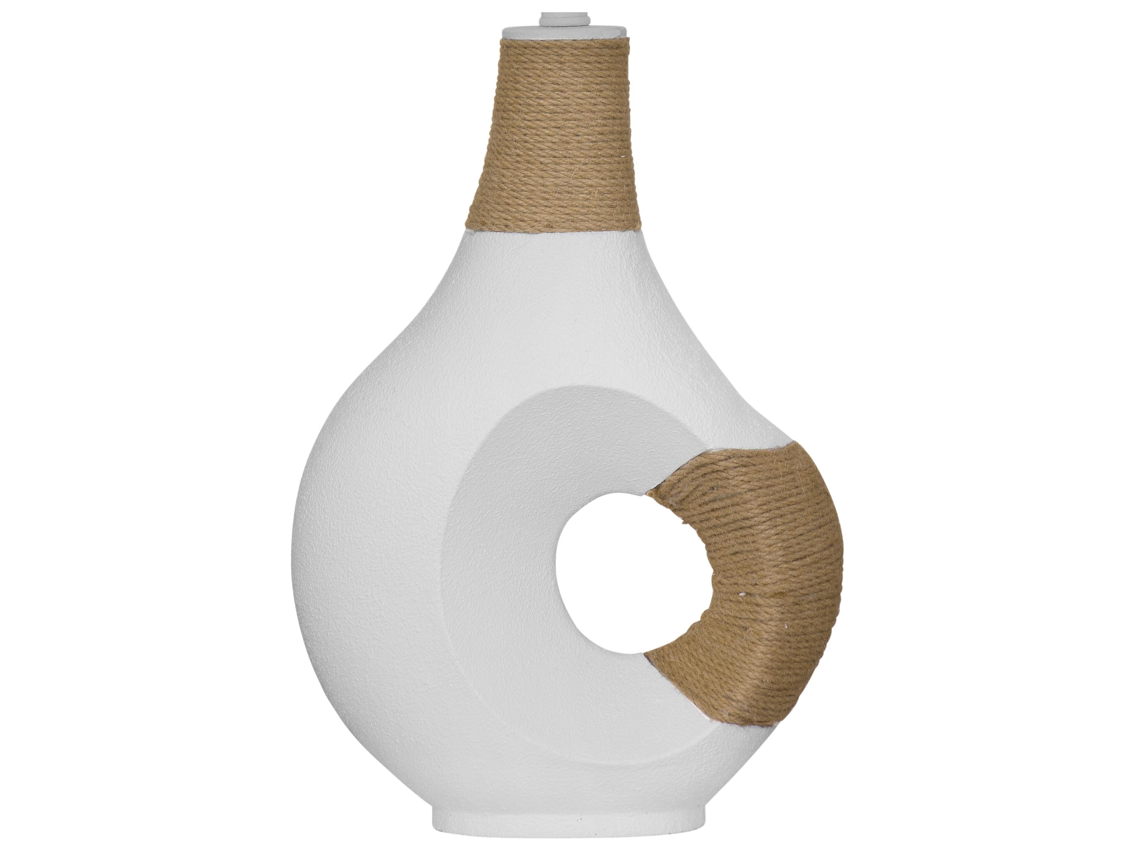 Bassett Mirror Nigel Matte White Tapered Drum Linen Buffet Lamp