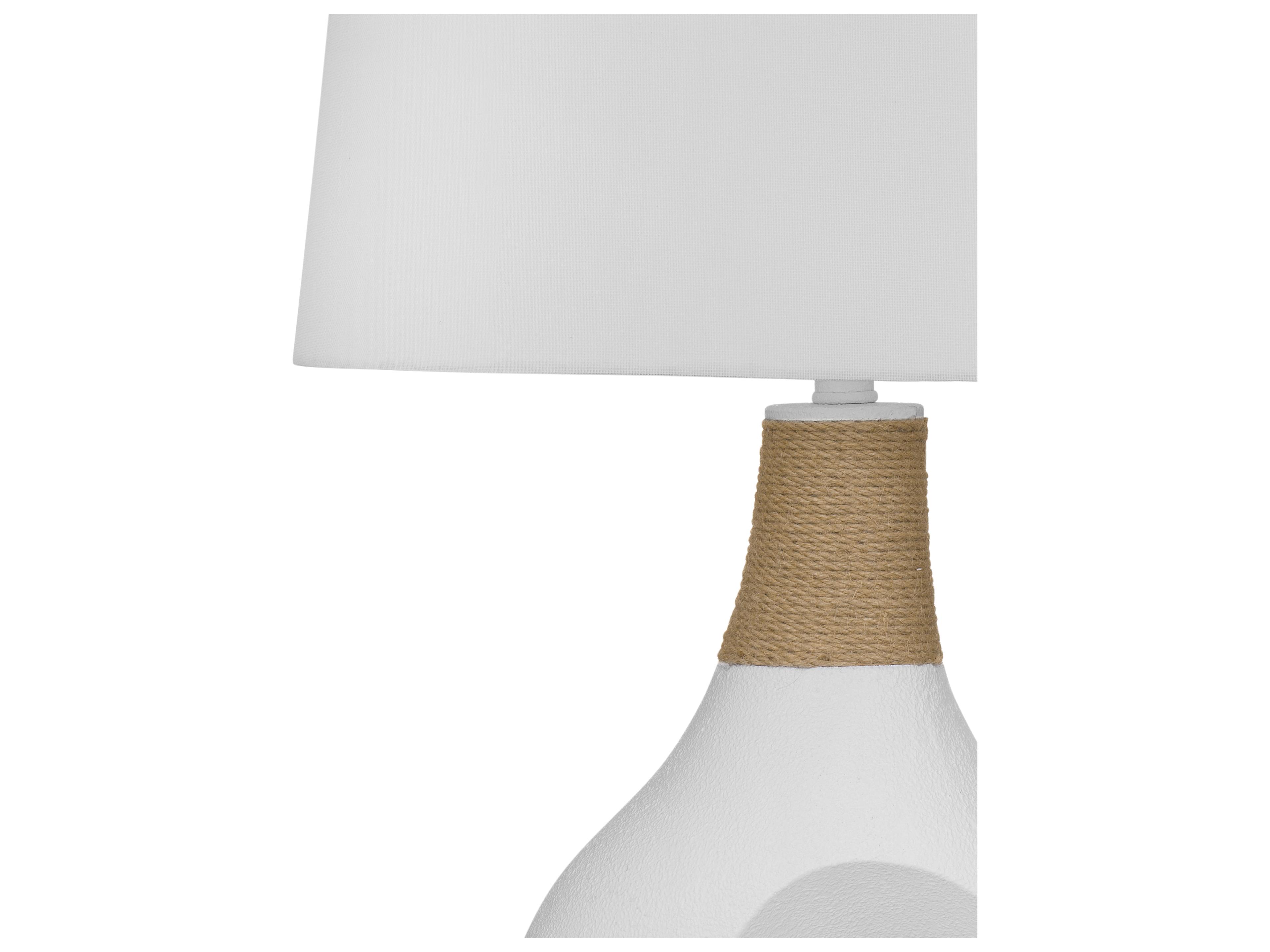 Bassett Mirror Nigel Matte White Tapered Drum Linen Buffet Lamp