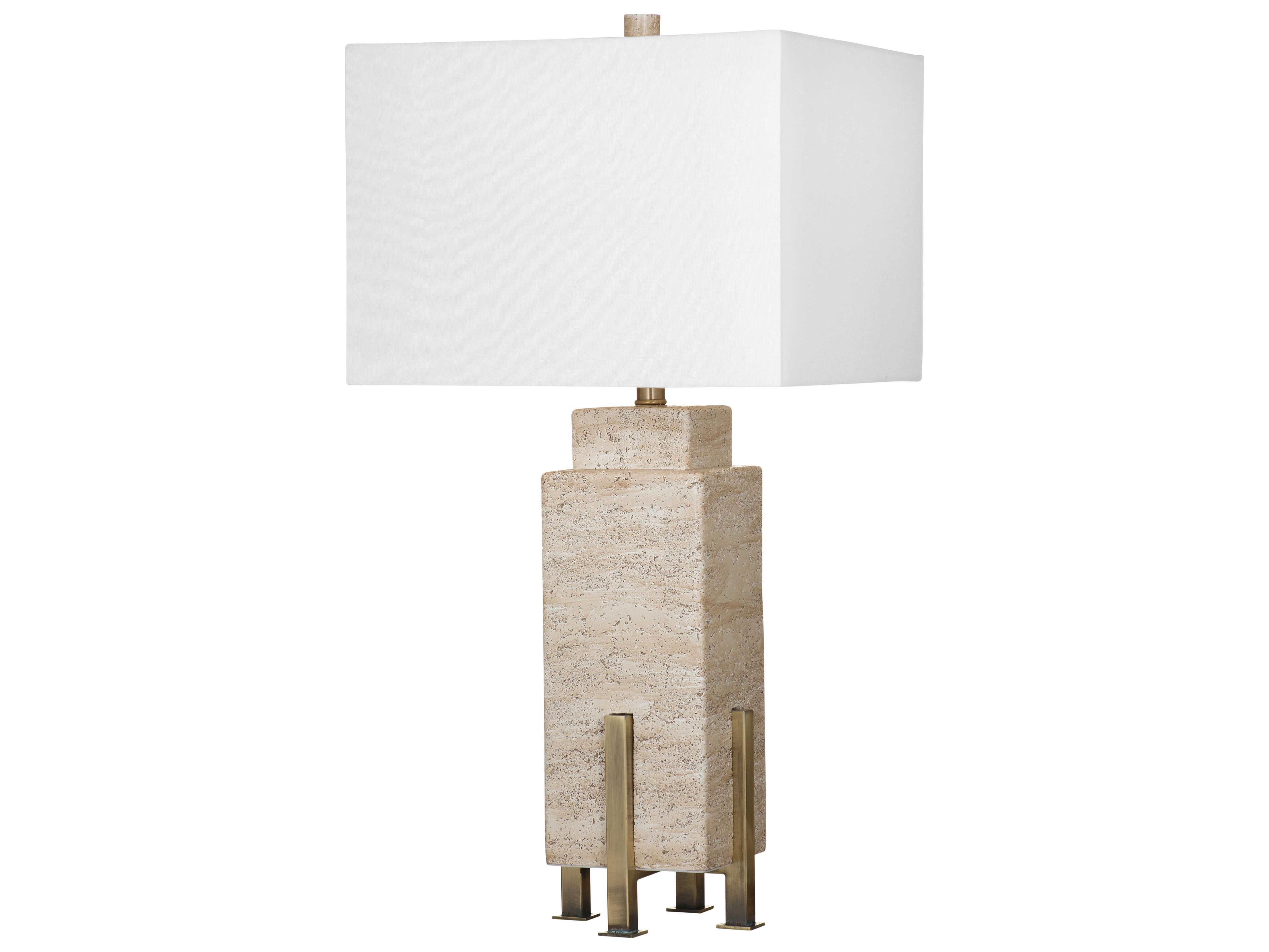 Iris Brown Beige Linen Buffet Lamp