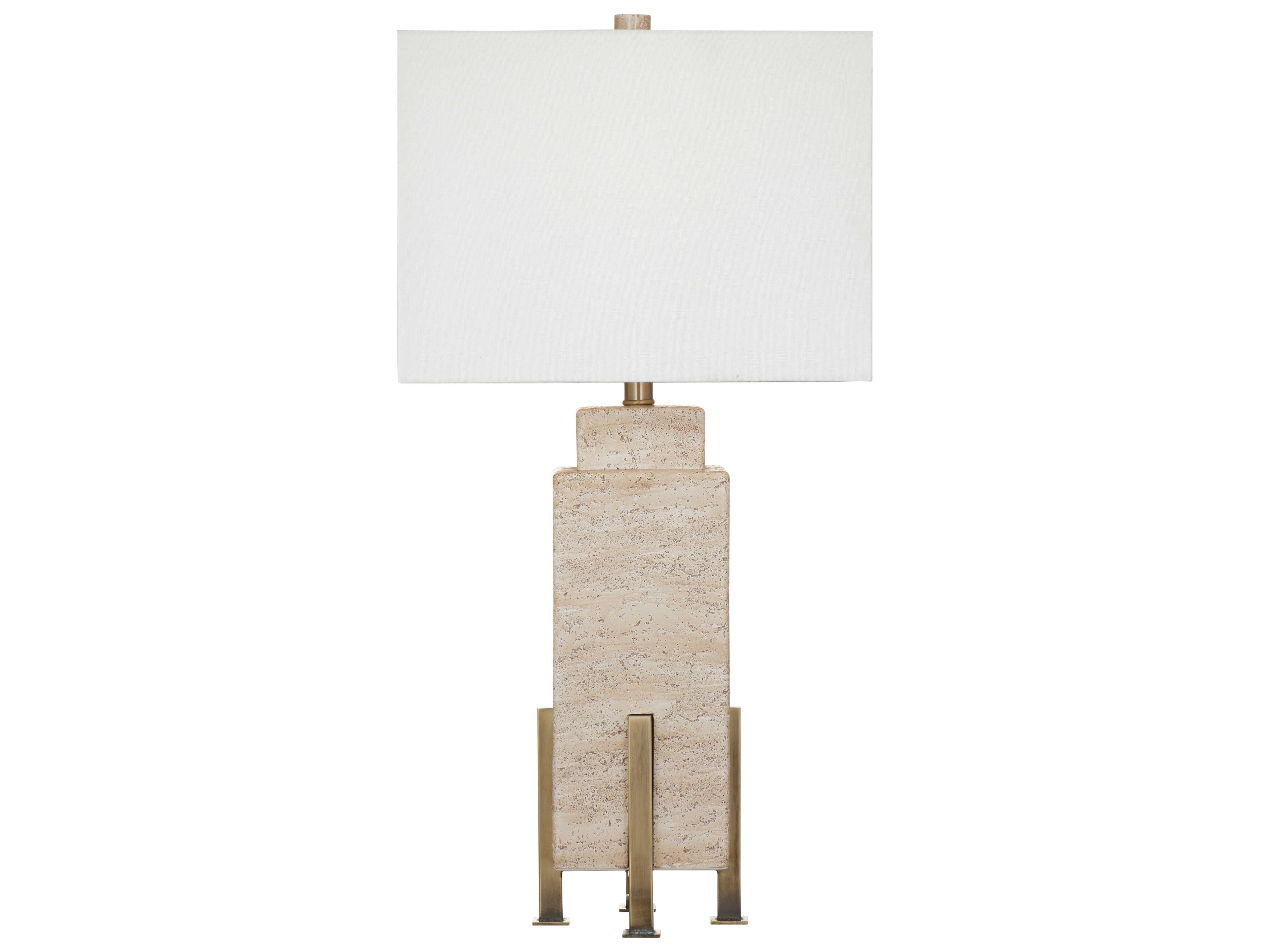 Bassett Mirror Iris Brown Beige Linen Buffet Lamp