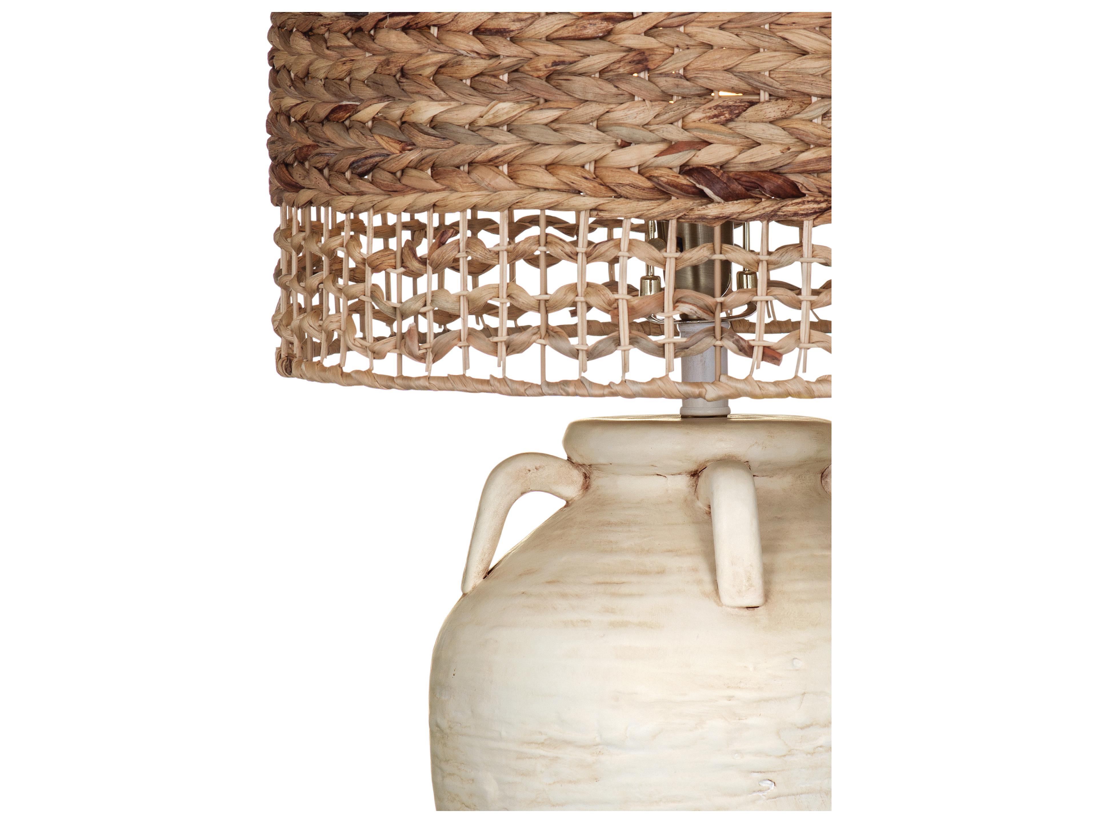 Bassett Mirror Breeze Cream Natural Drum Sea Grass Off White Buffet Lamp