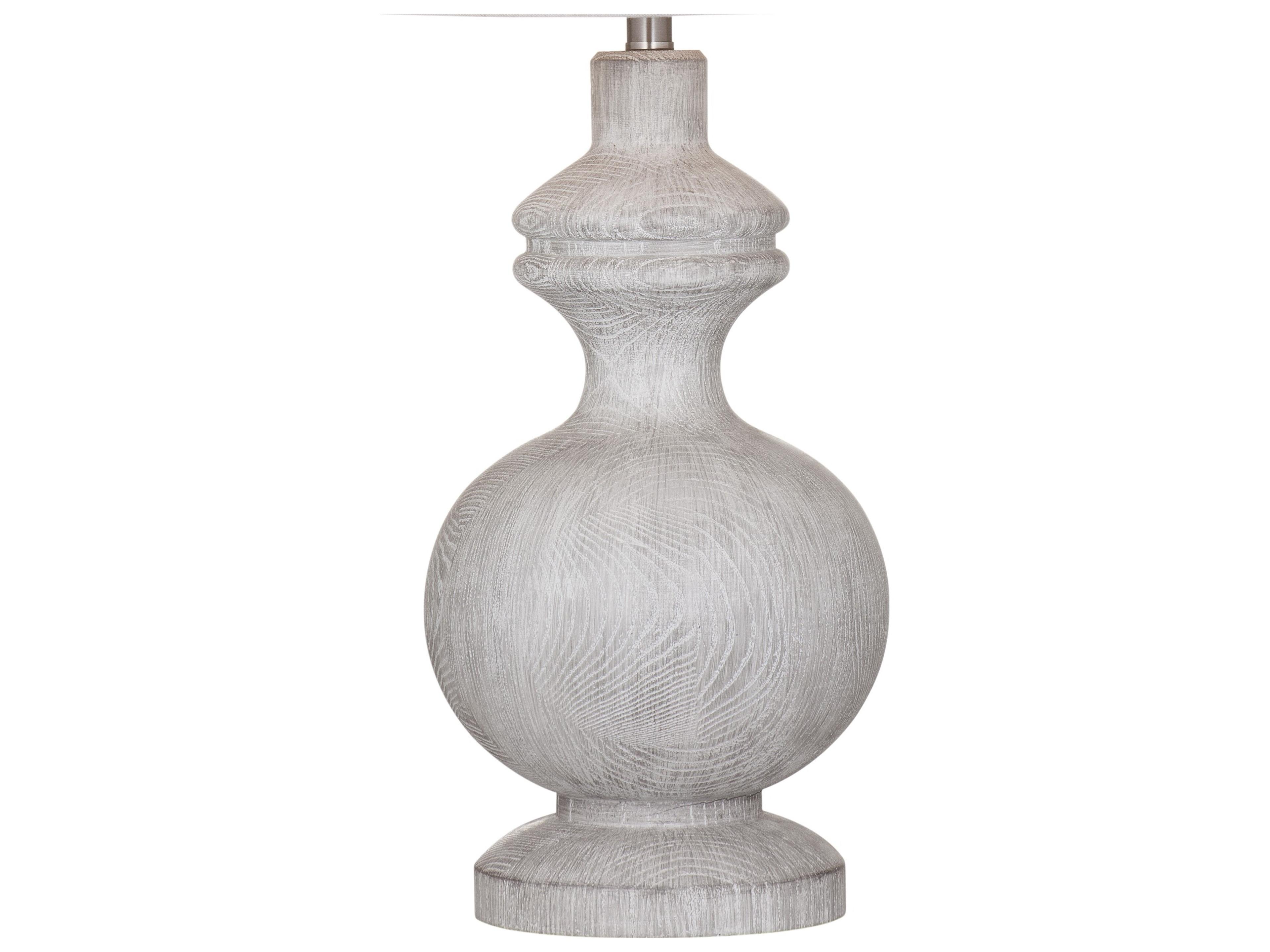 Bassett Mirror Krishina White Wash Oatmeal Tapered Drum Fabric Off Traditional Buffet Lamp