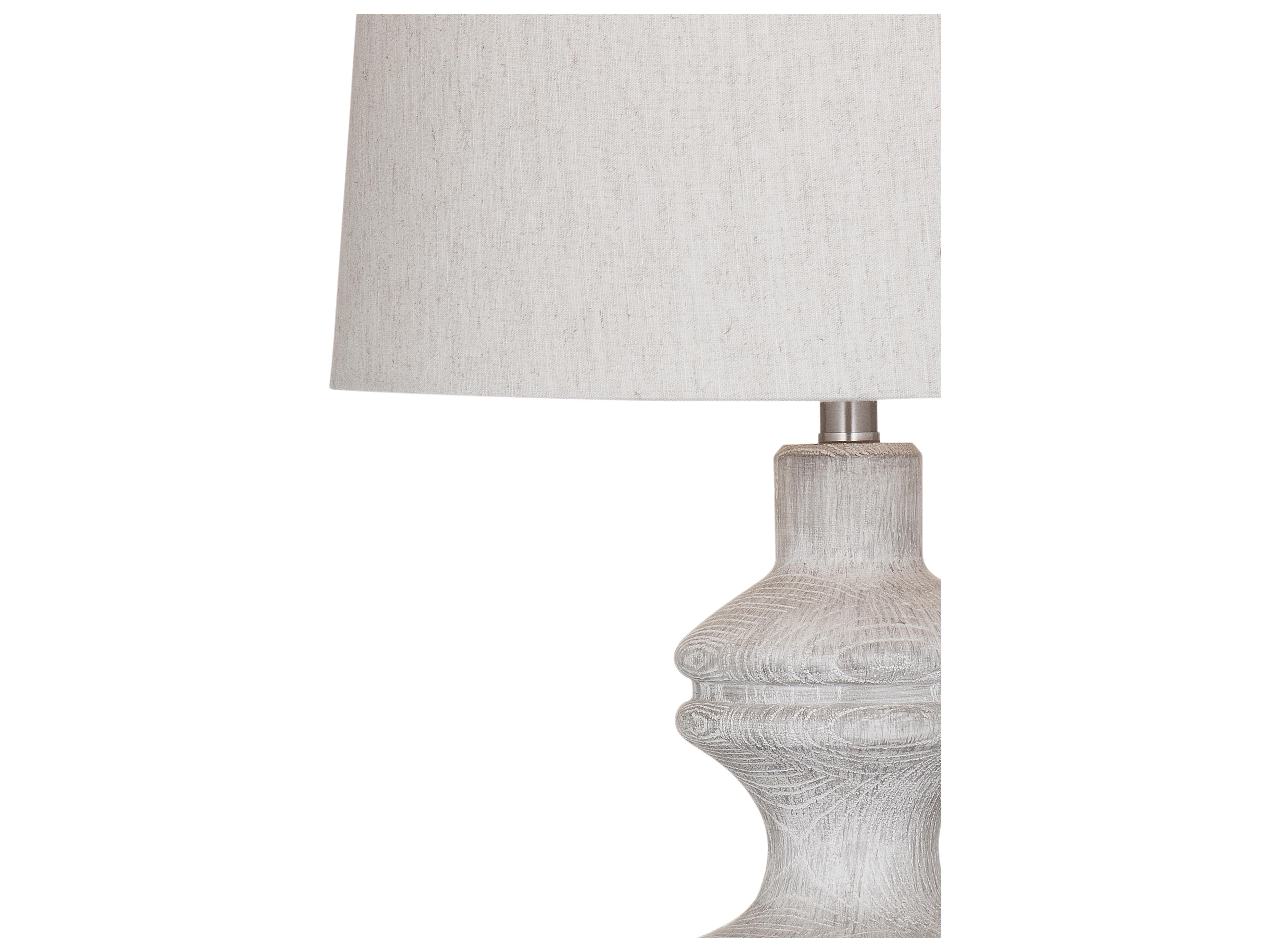 Bassett Mirror Krishina White Wash Oatmeal Tapered Drum Fabric Off Traditional Buffet Lamp