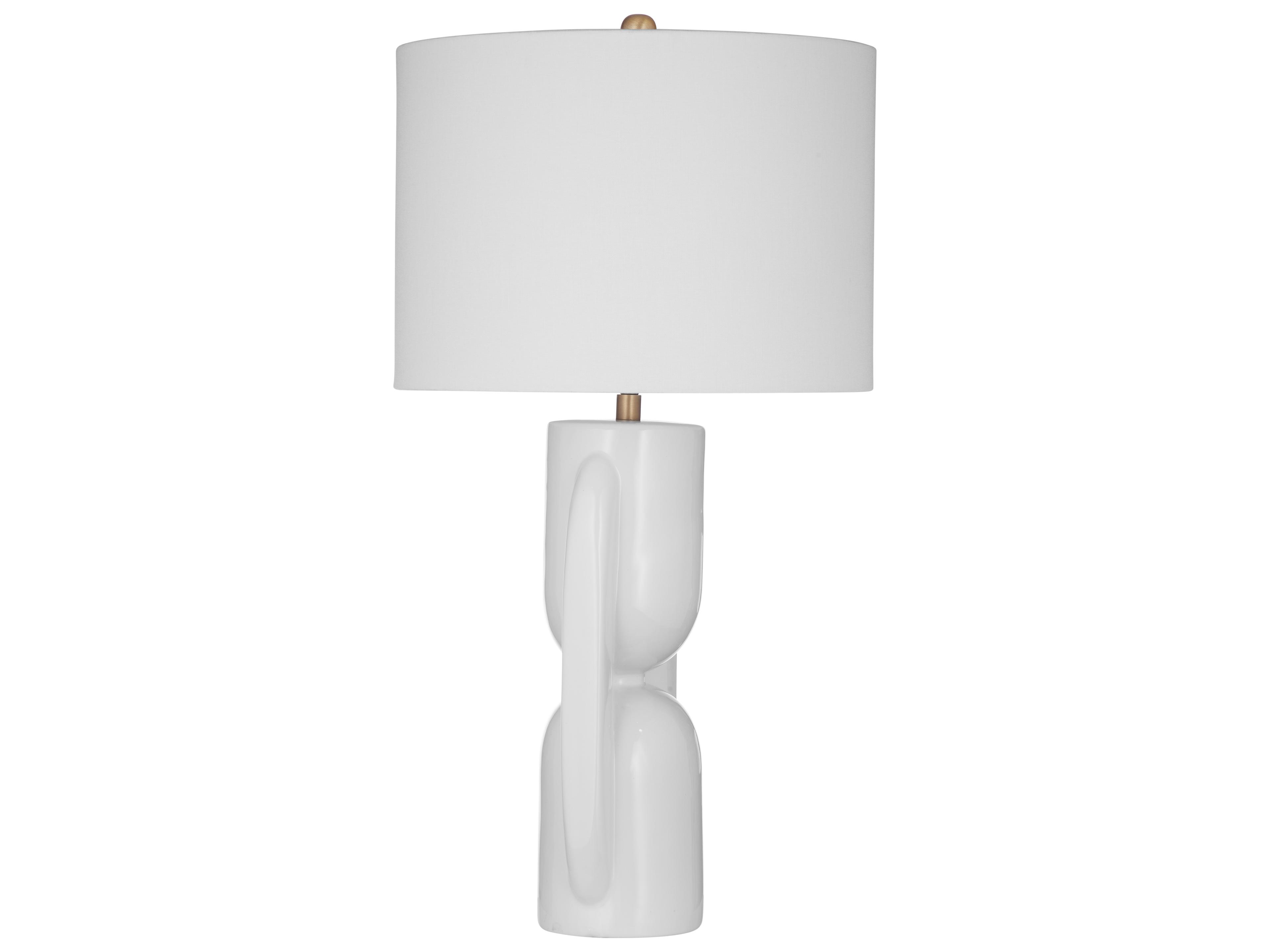 Tolland Glossy White Drum Linen Buffet Lamp