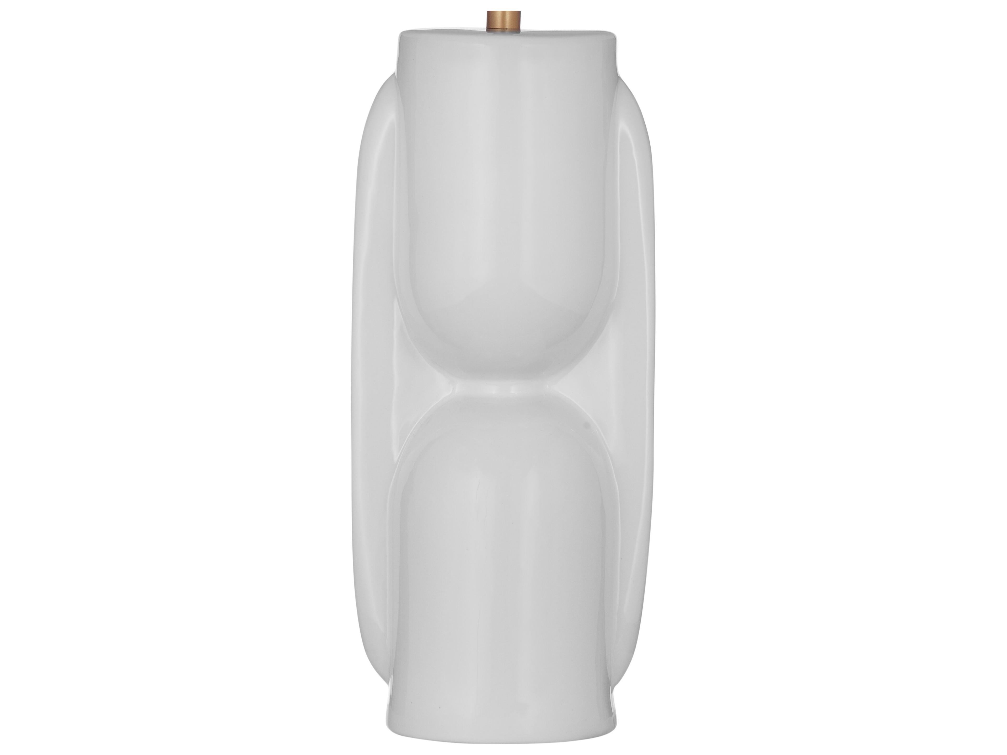 Bassett Mirror Tolland Glossy White Drum Linen Buffet Lamp