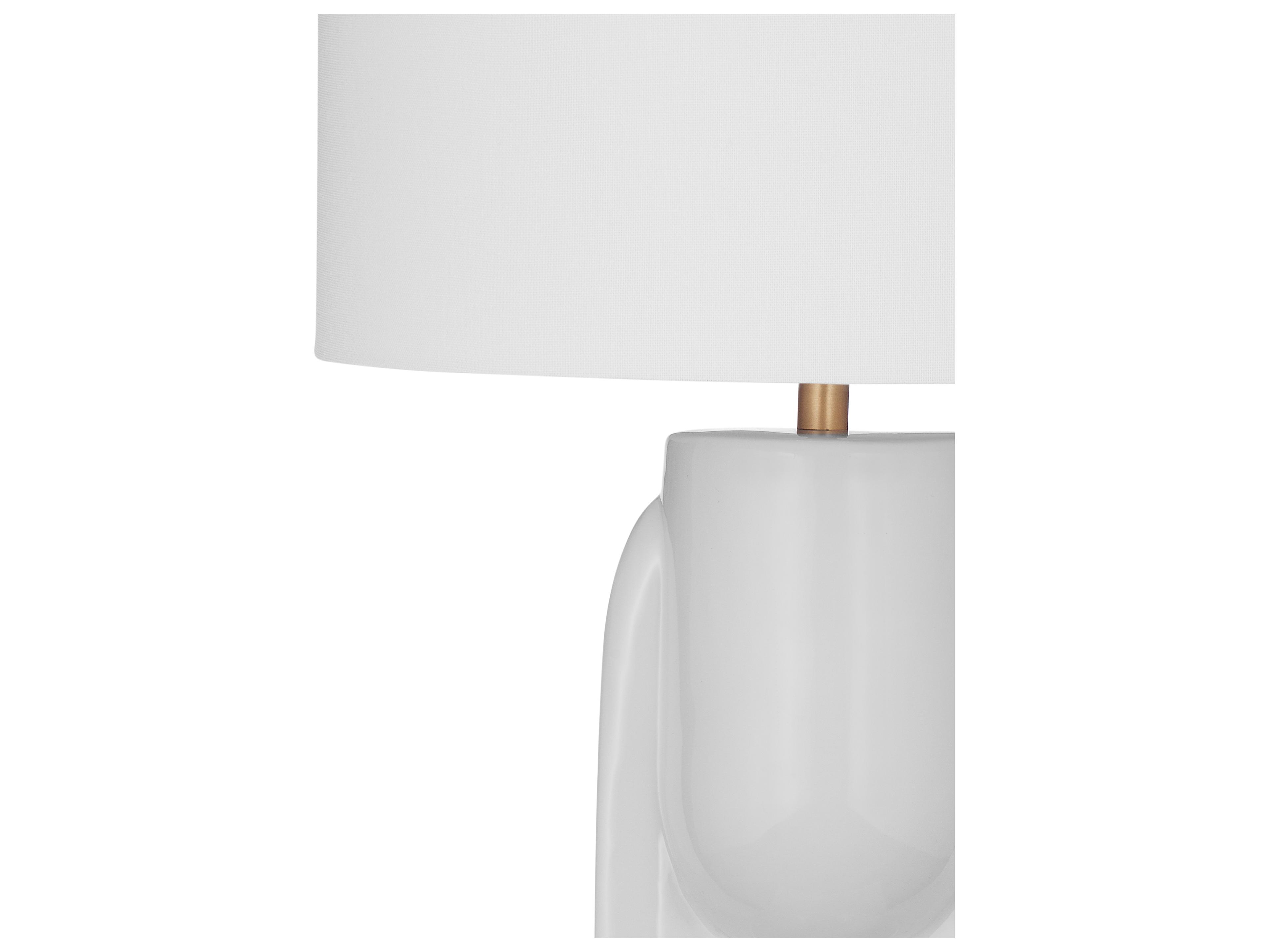 Bassett Mirror Tolland Glossy White Drum Linen Buffet Lamp