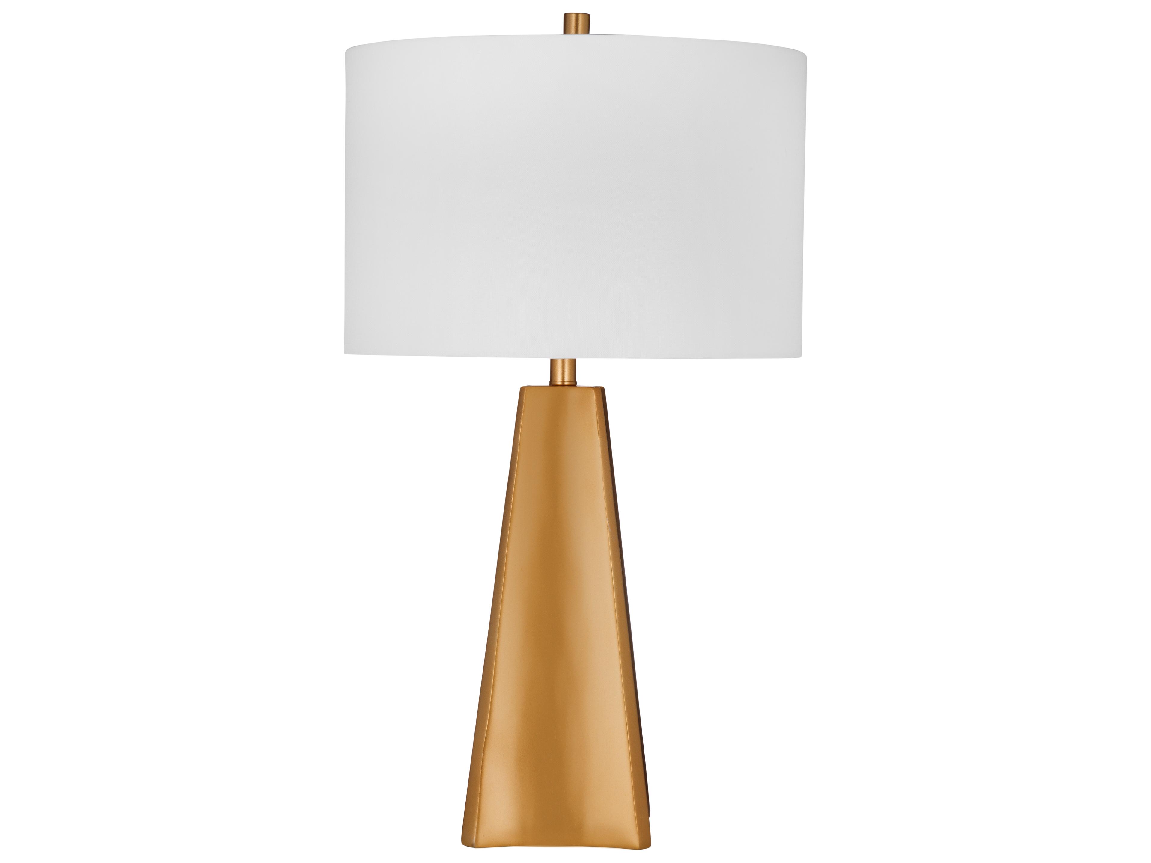 Bassett Mirror Torrington Gold Leaf White Drum Linen Buffet Lamp