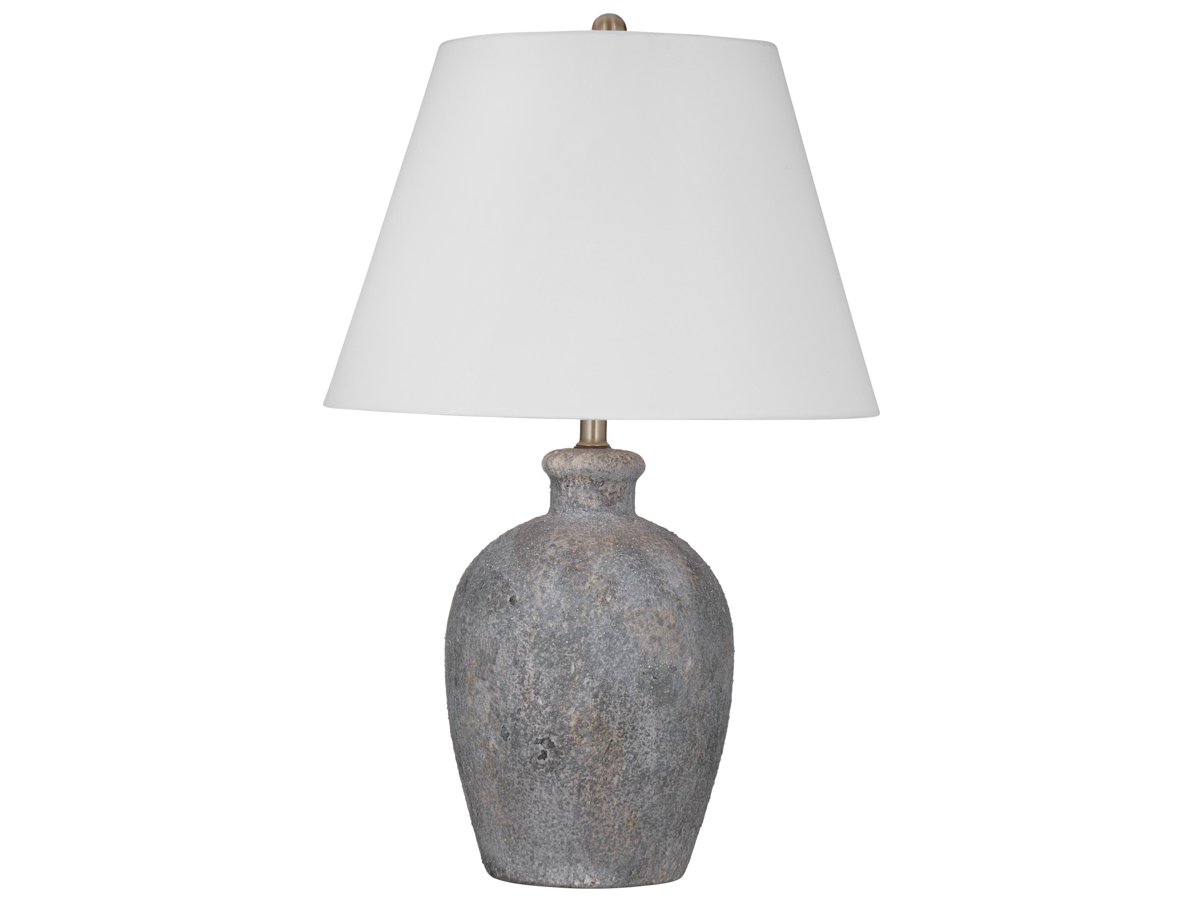 Fremont Weathered Gray White Tapered Drum Linen Buffet Lamp