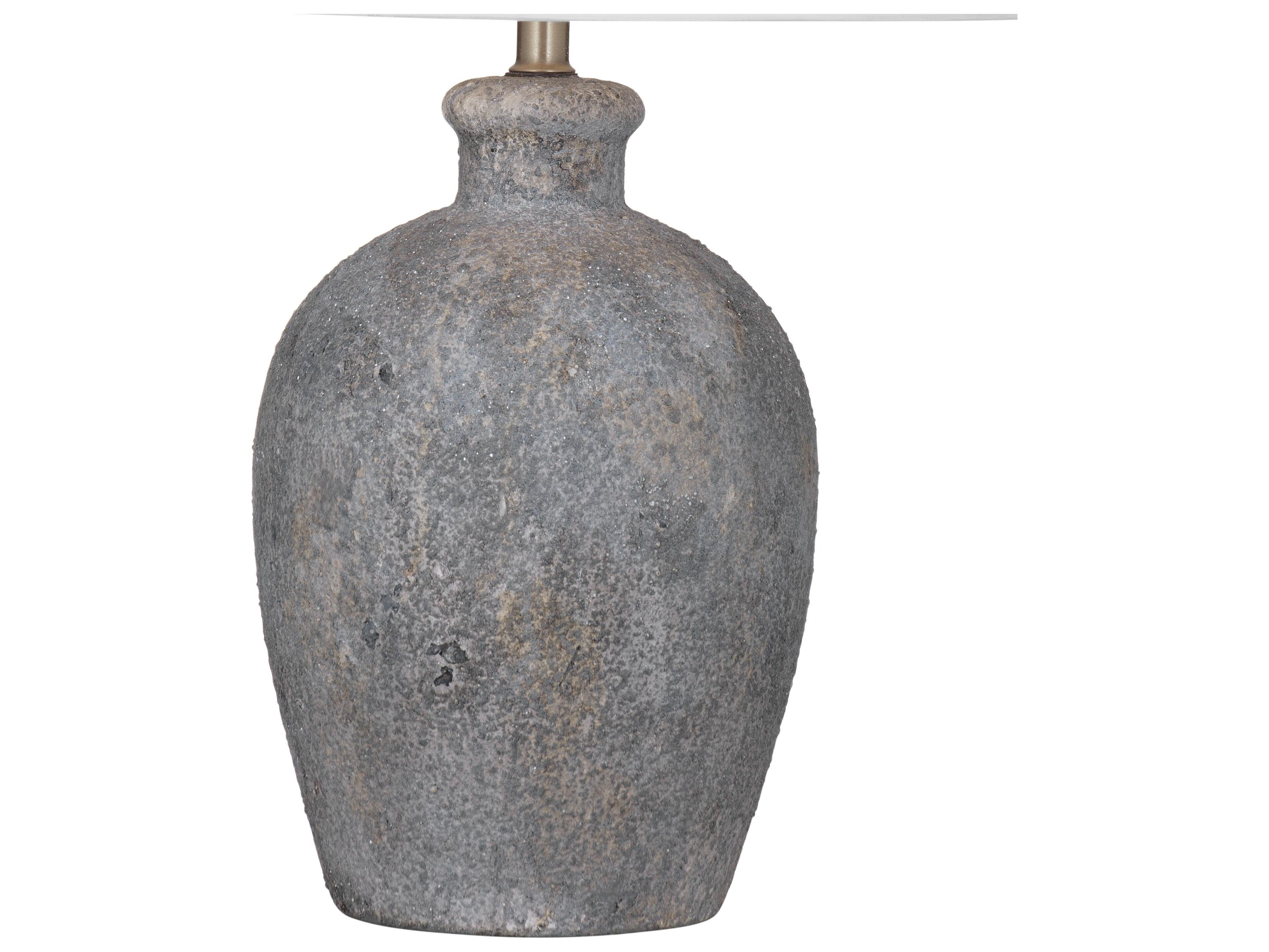 Bassett Mirror Fremont Weathered Gray White Tapered Drum Linen Buffet Lamp