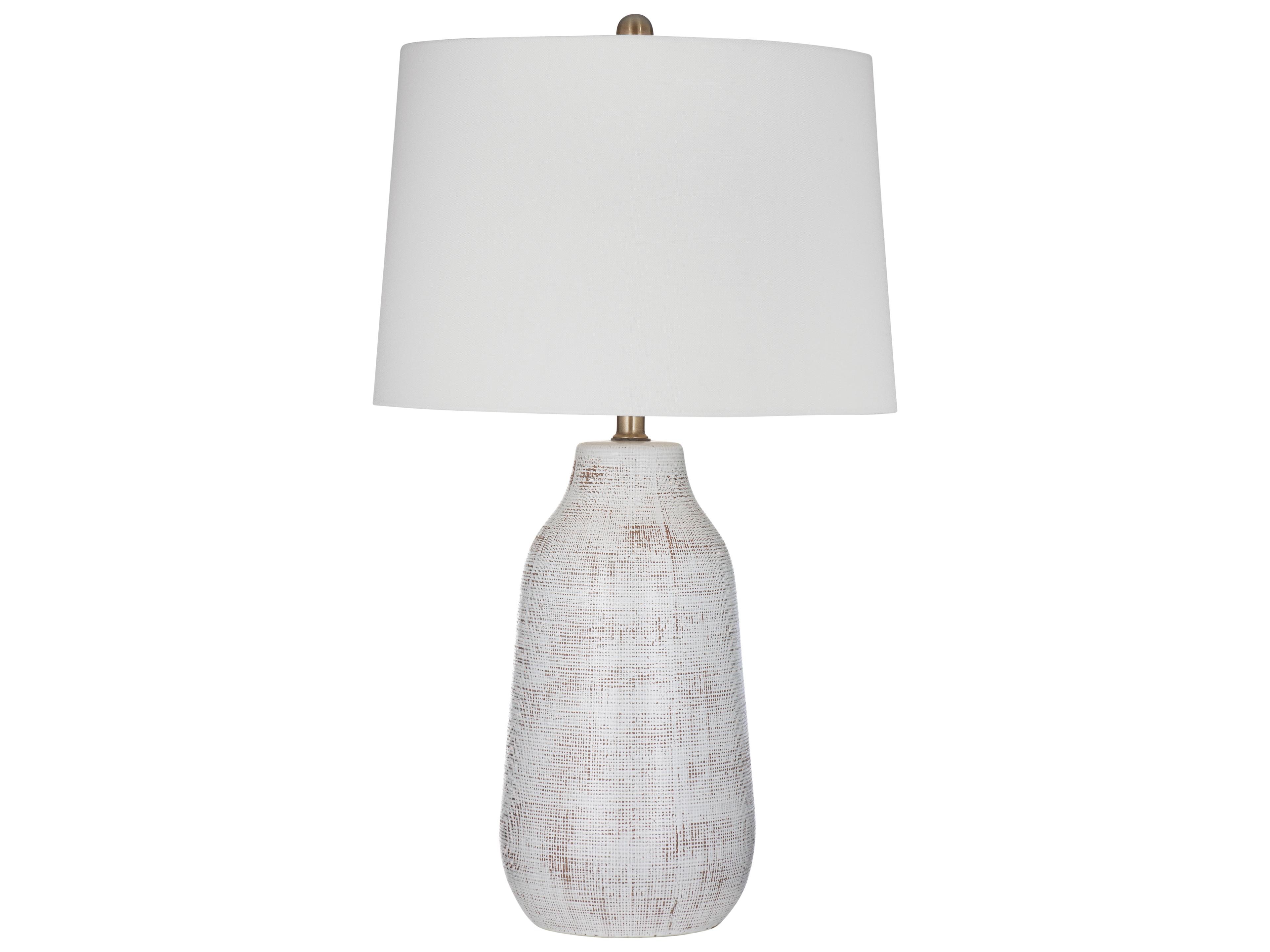 Bassett Mirror Forcythia Neutral White Drum Linen Off Buffet Lamp