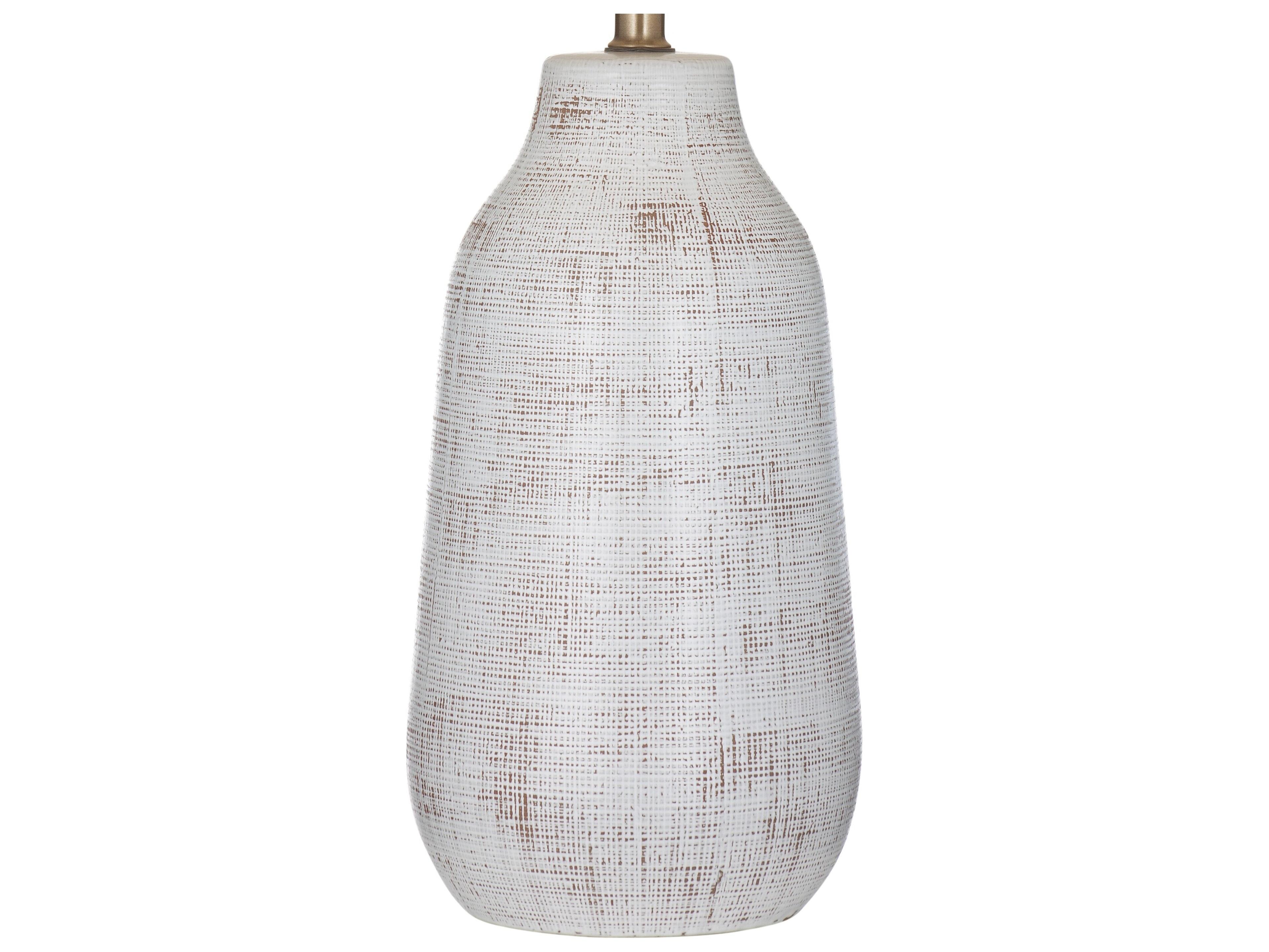 Bassett Mirror Forcythia Neutral White Drum Linen Off Buffet Lamp