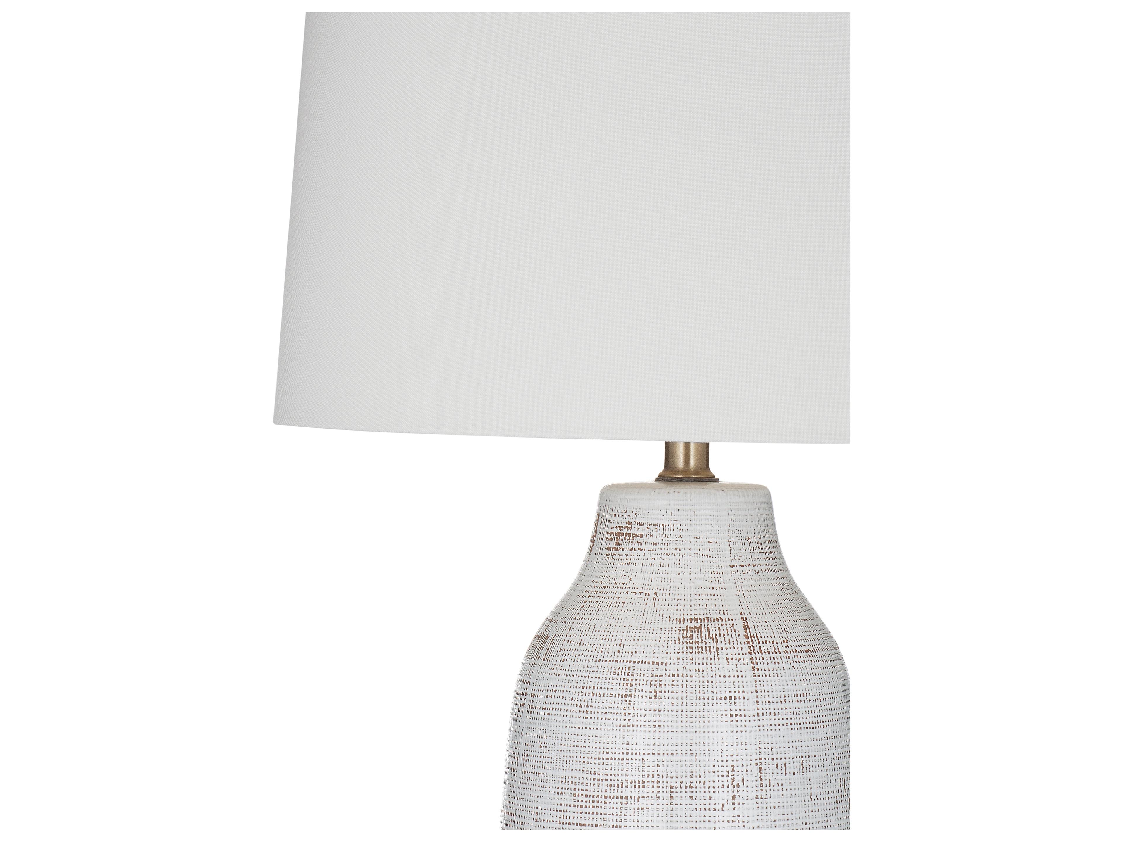 Bassett Mirror Forcythia Neutral White Drum Linen Off Buffet Lamp