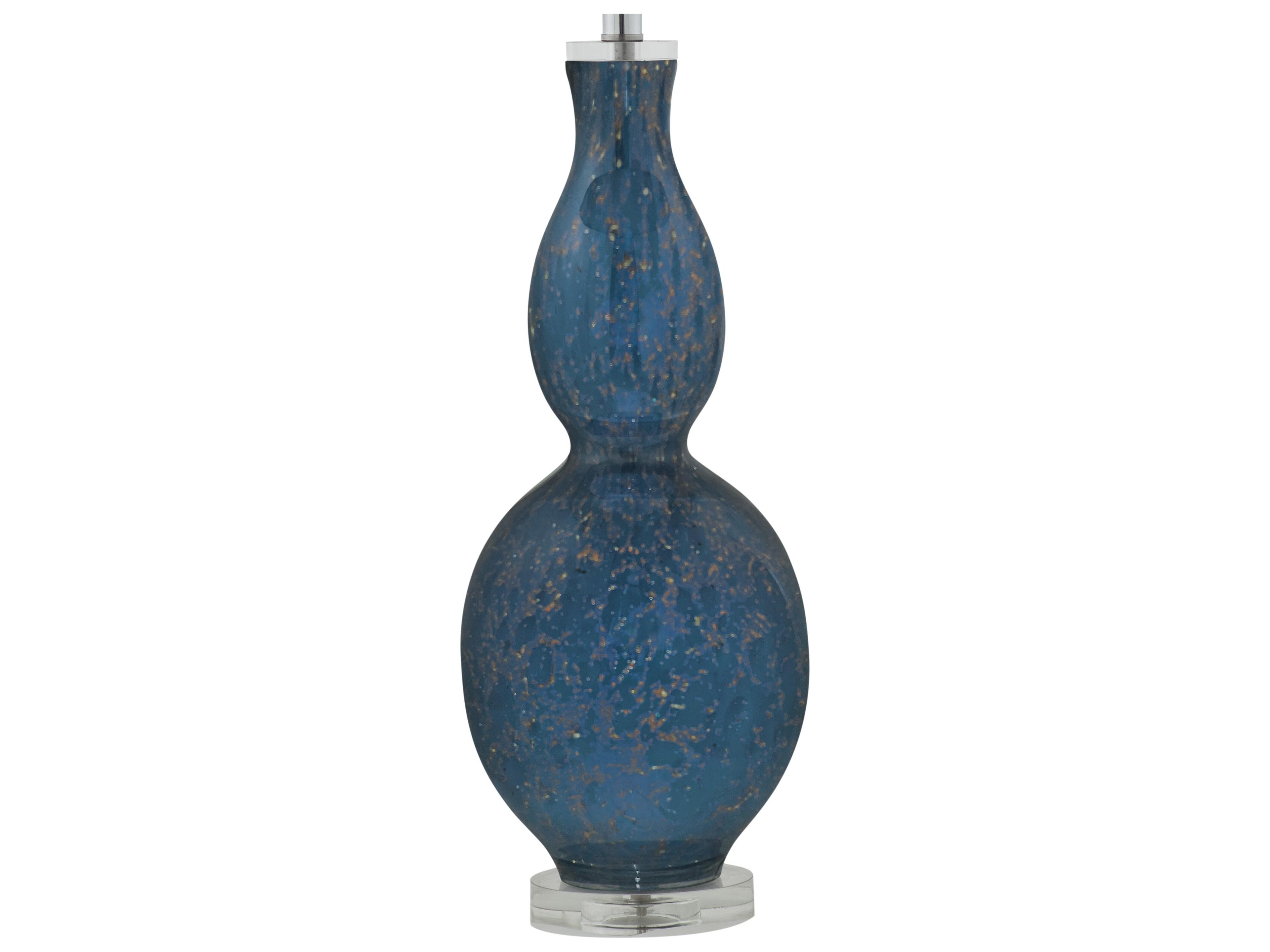 Bassett Mirror Presley Blue White Tapered Drum Fabric Buffet Lamp