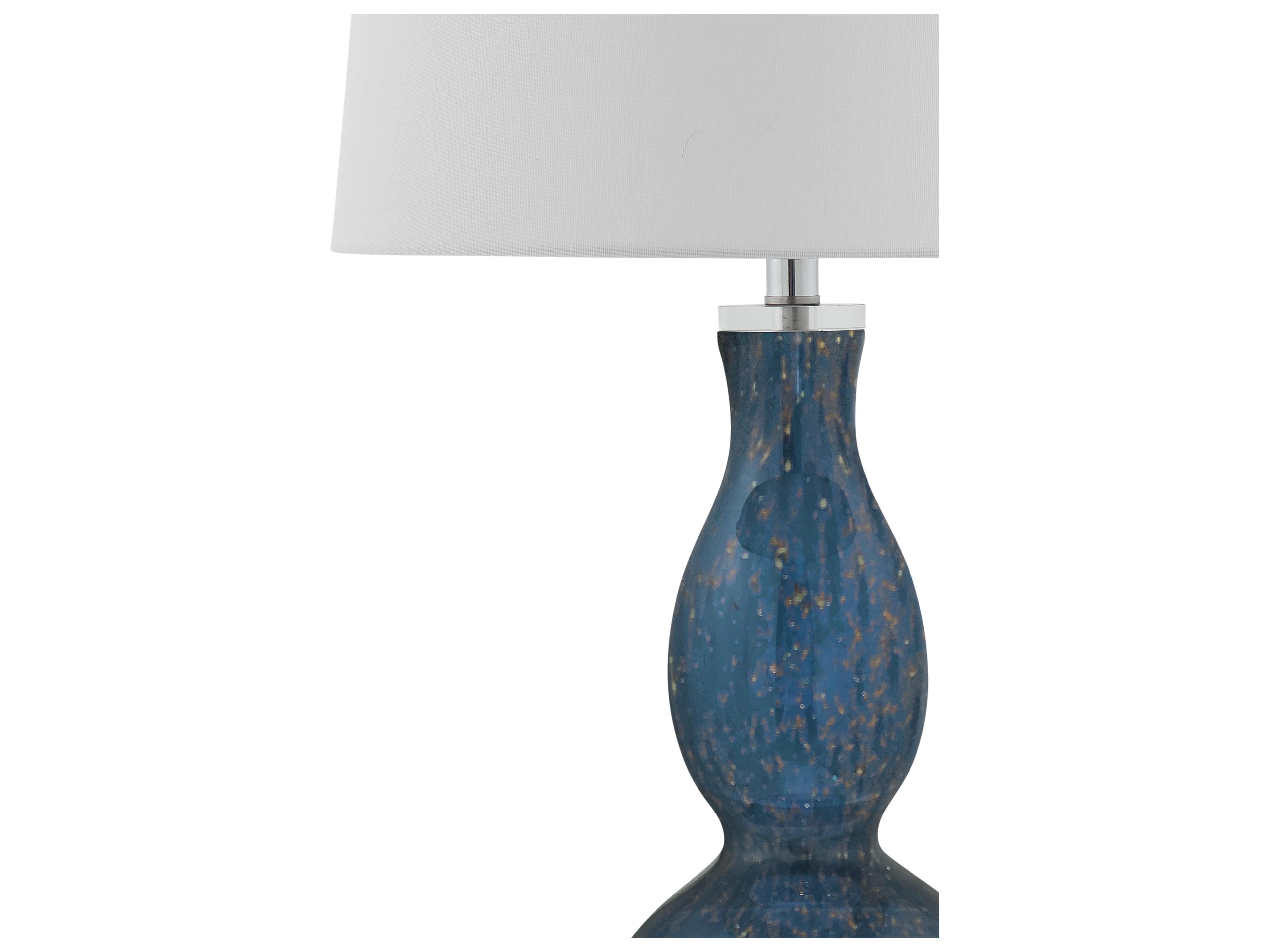 Bassett Mirror Presley Blue White Tapered Drum Fabric Buffet Lamp