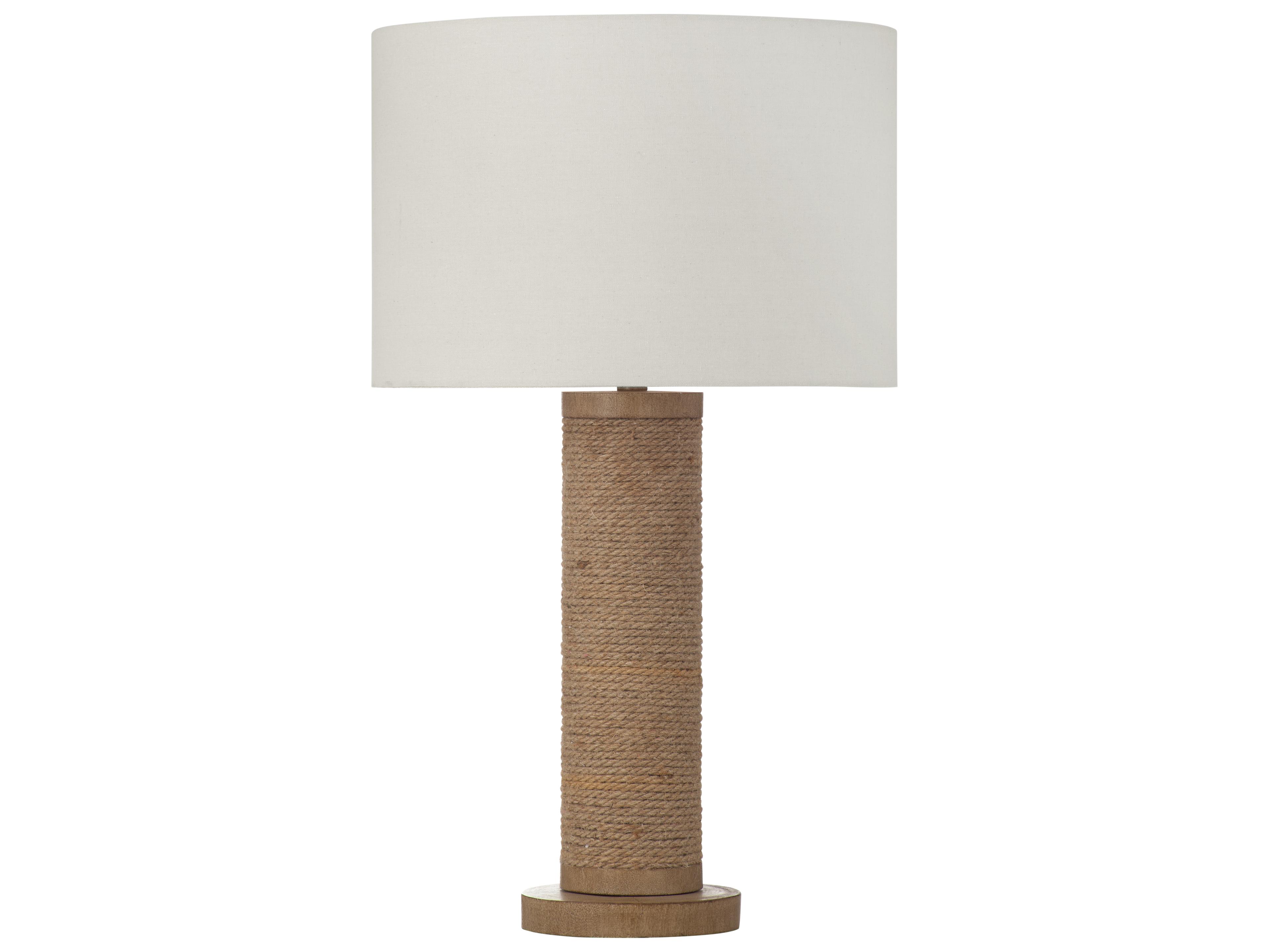 Adams Natural Beige Drum Linen Brown Buffet Lamp