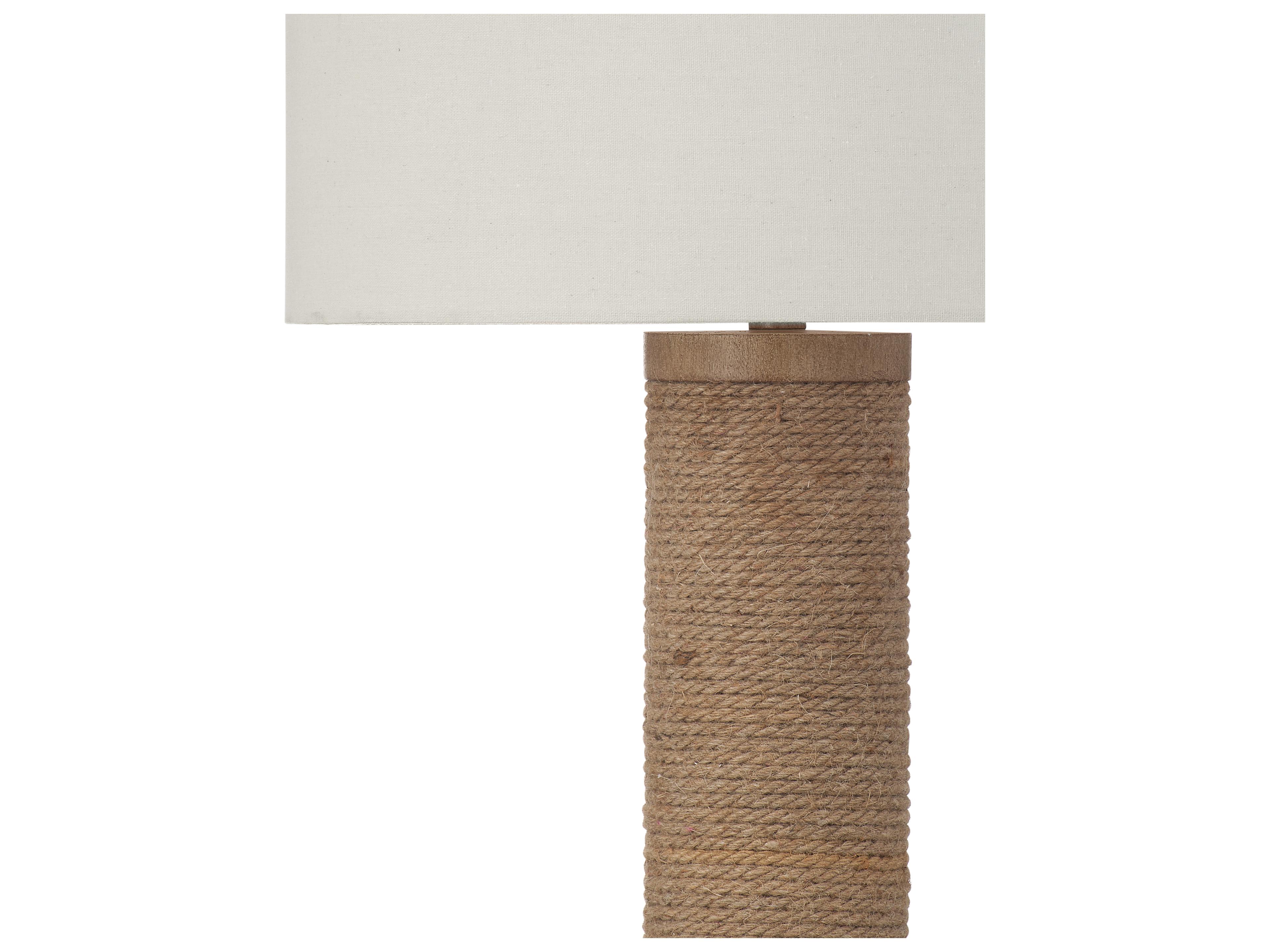 Bassett Mirror Adams Natural Beige Drum Linen Brown Buffet Lamp