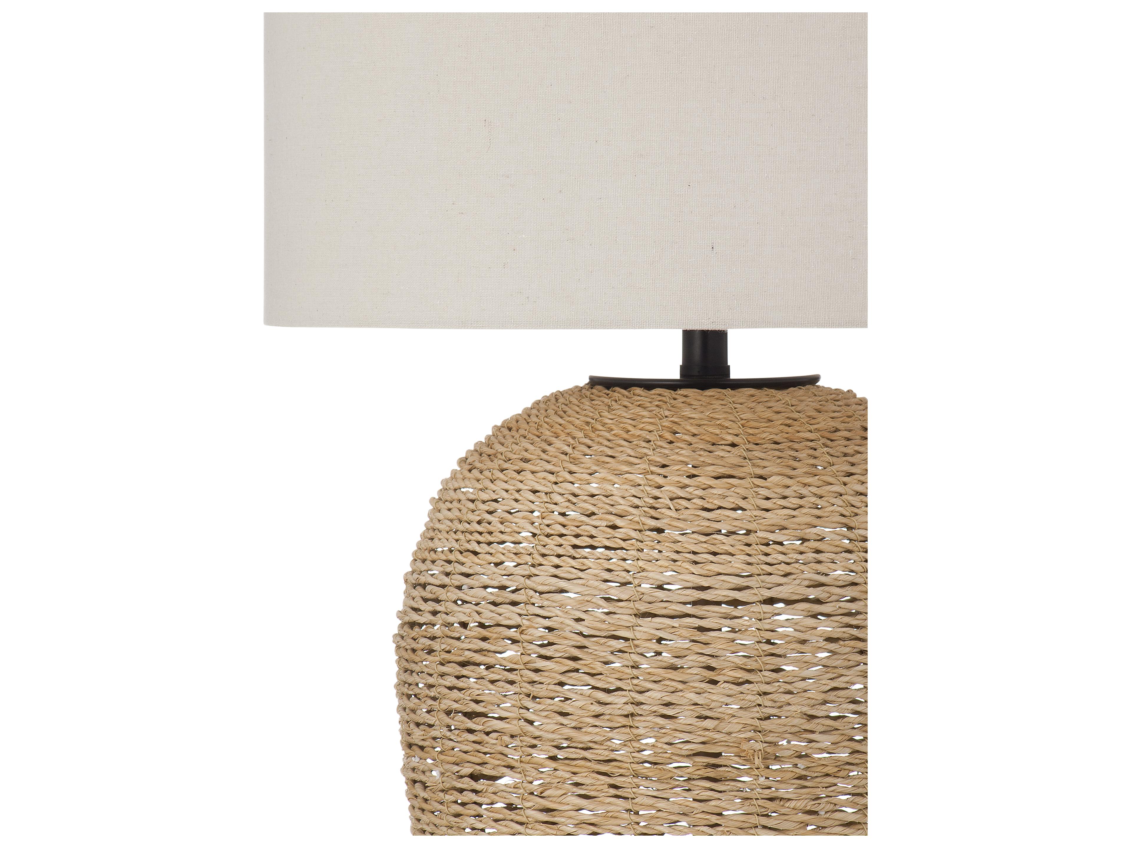 Bassett Mirror Armstrong Natural Beige Drum Linen Brown Buffet Lamp