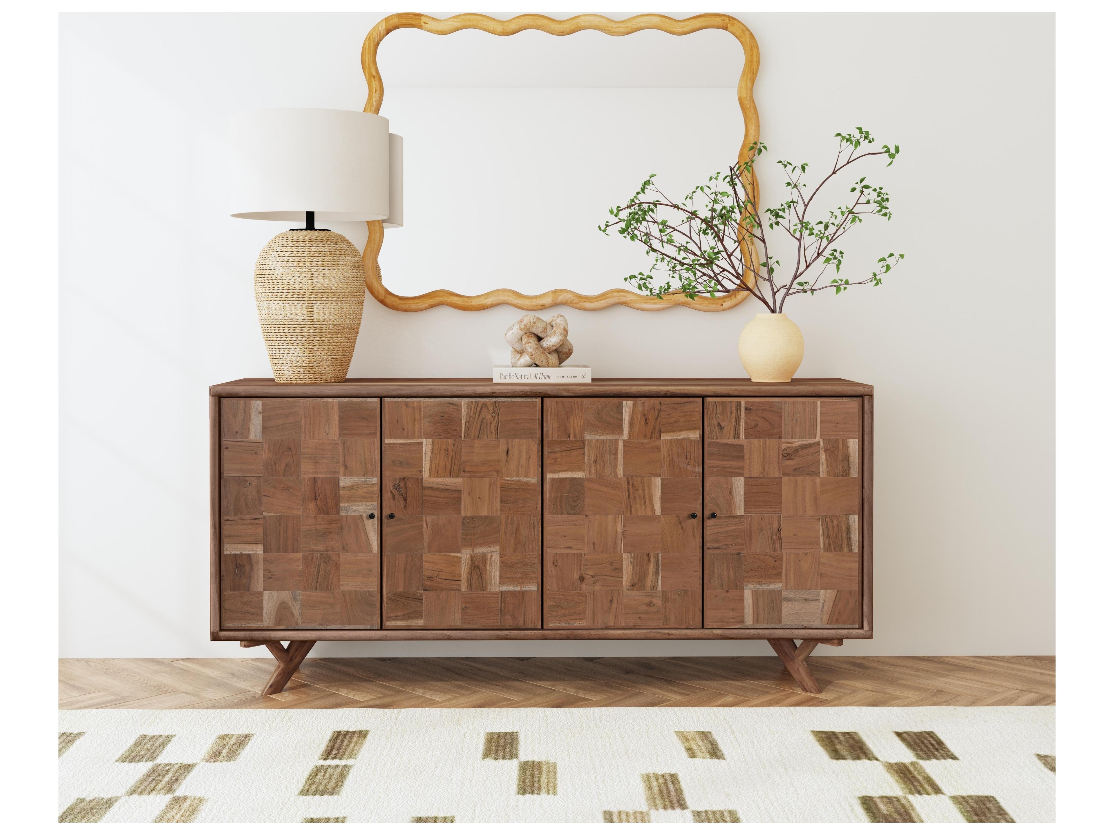 Bassett Mirror Armstrong Natural Beige Drum Linen Brown Buffet Lamp