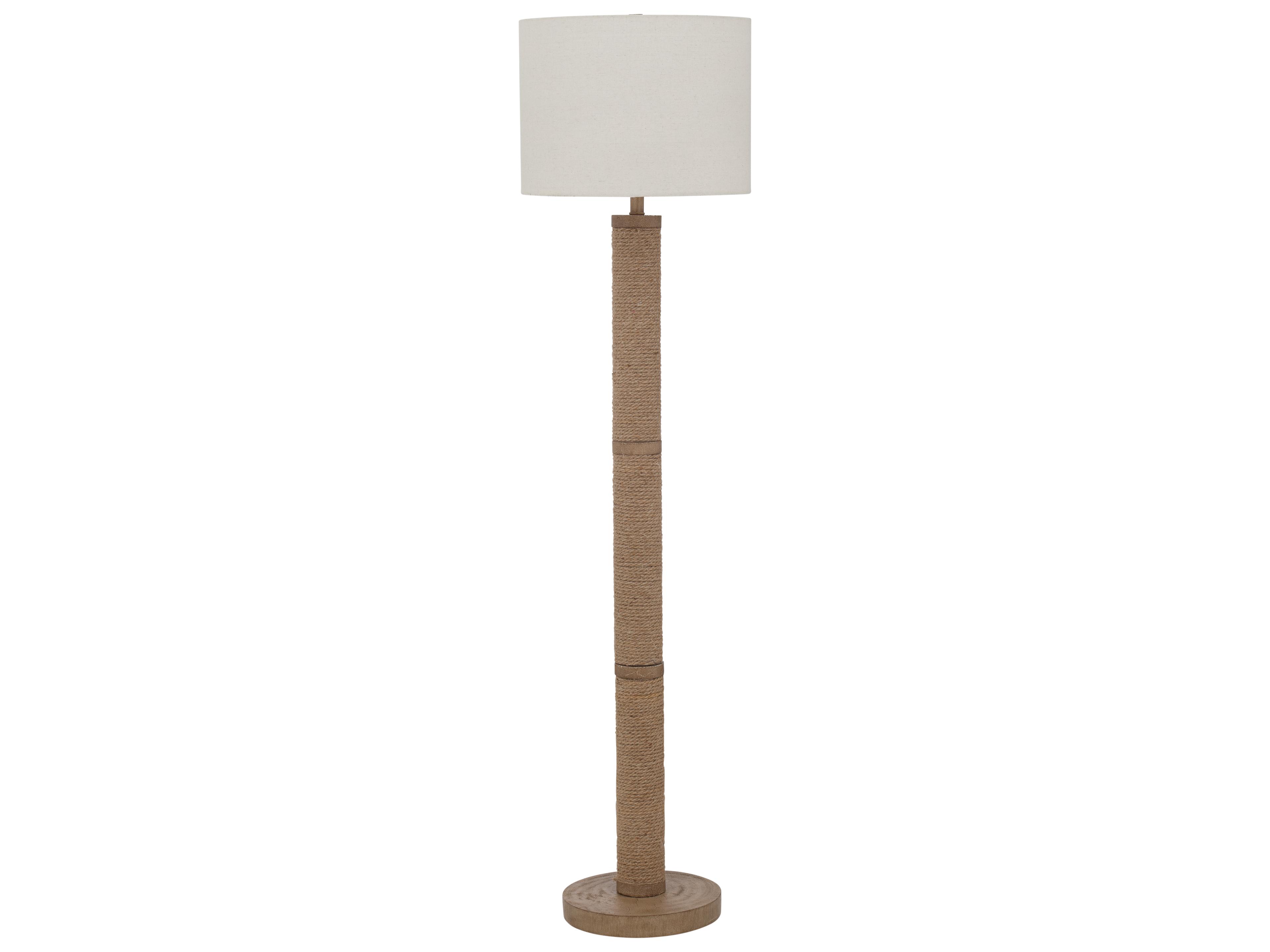 Chester Natural Oatmeal Drum Linen Brown Floor Lamp