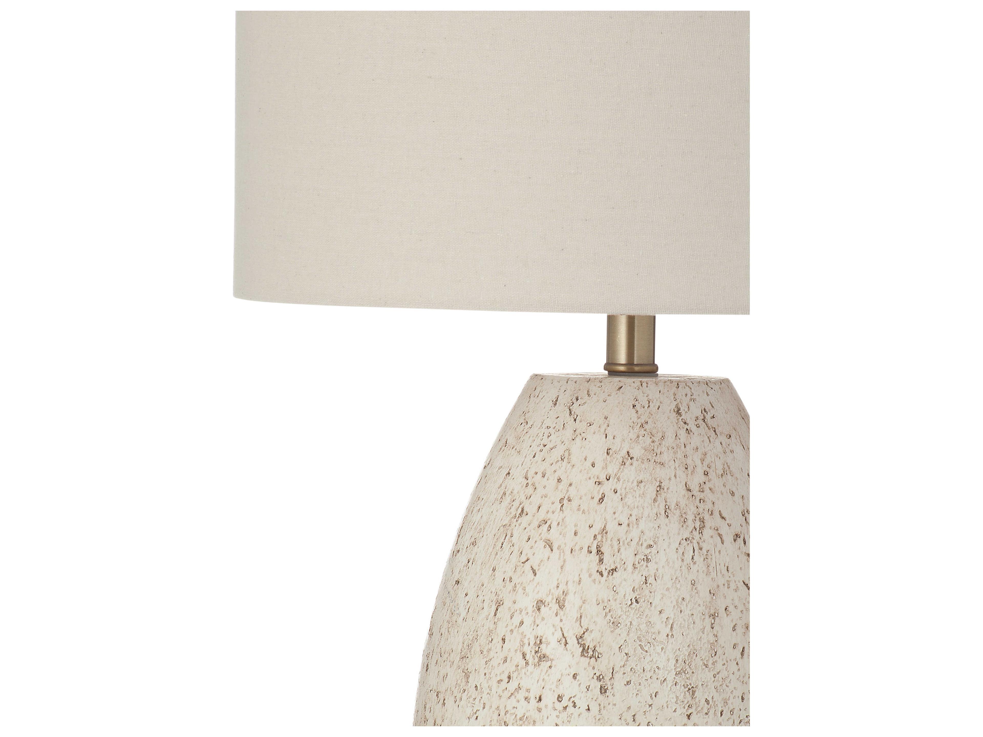 Bassett Mirror Dauphin White Heavy Distressed Brown Cream Beige Linen Buffet Lamp