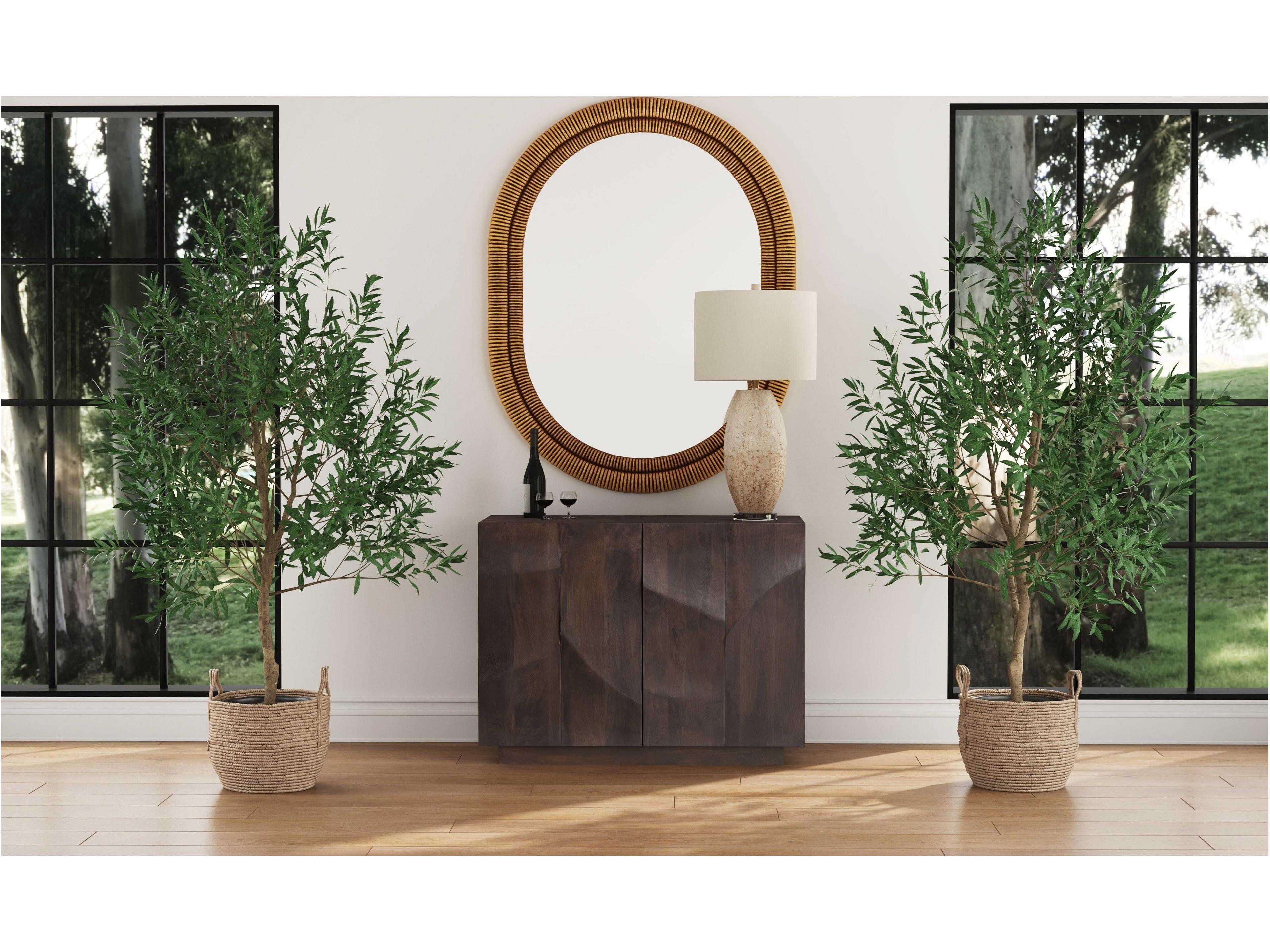 Bassett Mirror Dauphin White Heavy Distressed Brown Cream Beige Linen Buffet Lamp