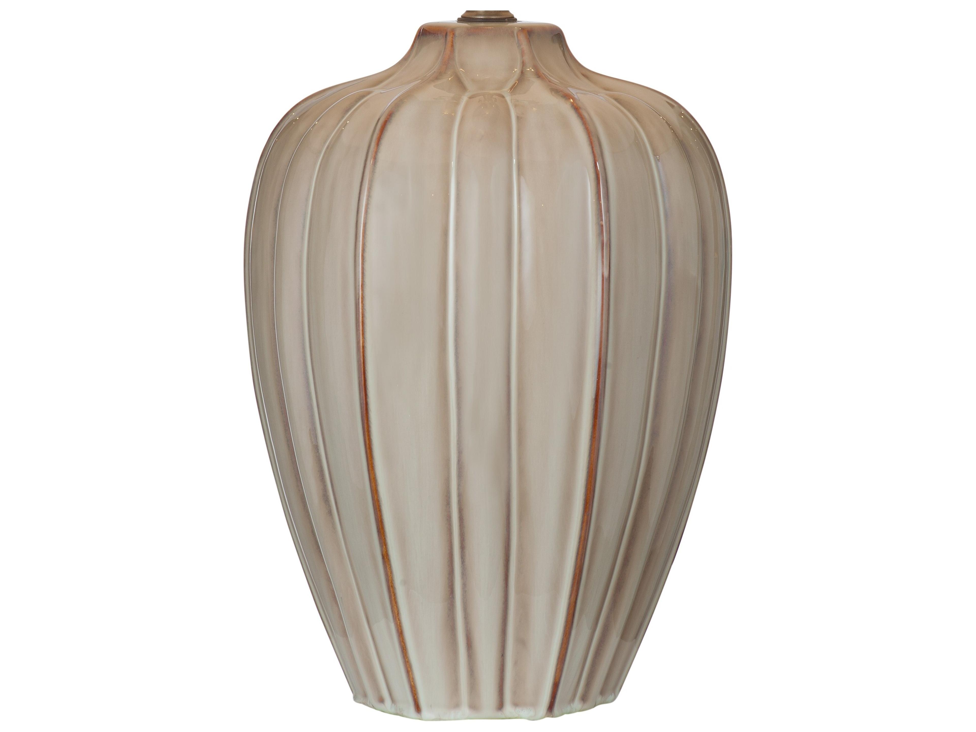 Bassett Mirror Camilo Beige White Round Linen Brown Buffet Lamp