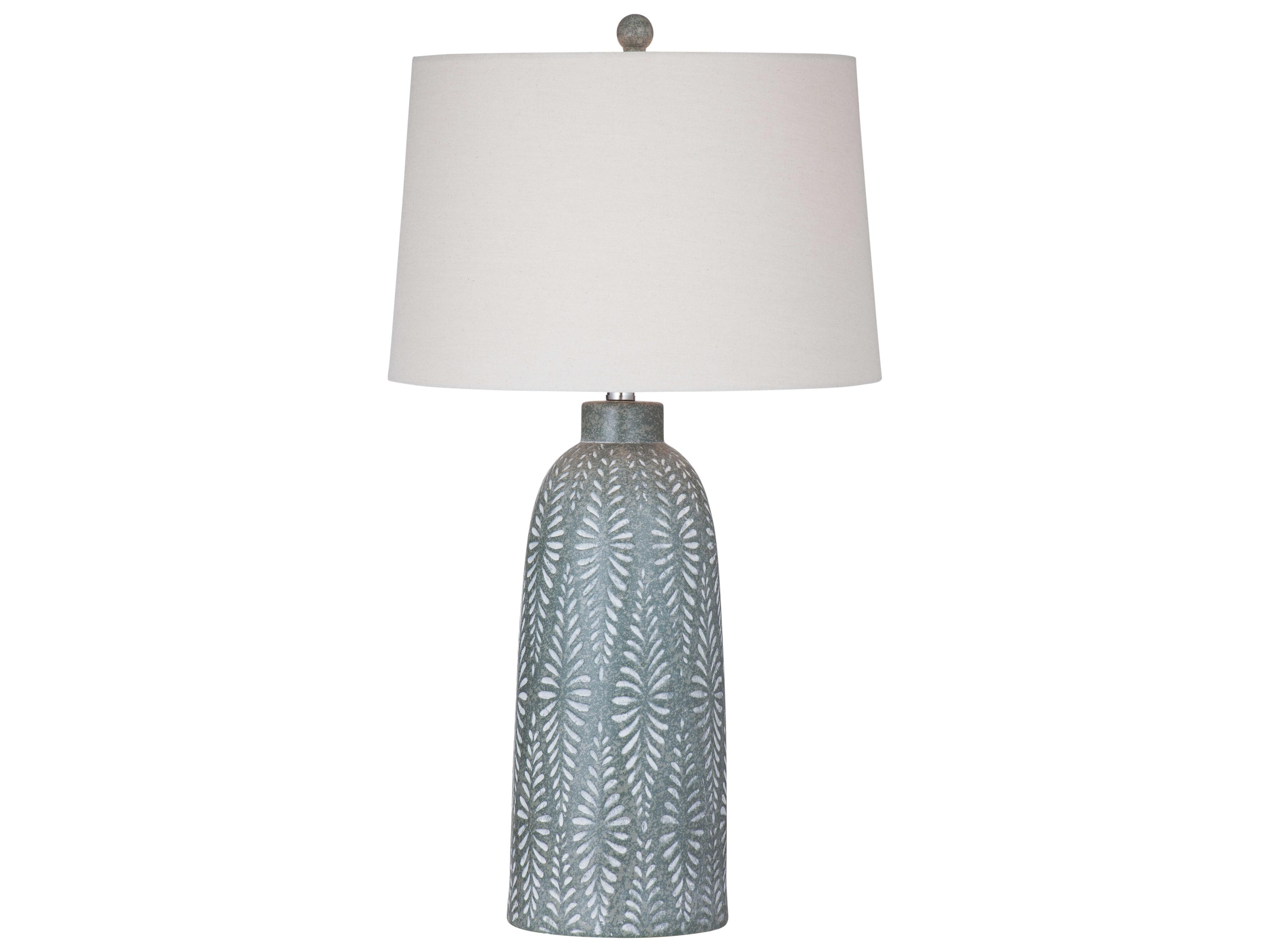 Bassett Mirror Windham Green Cream Oatmeal Fabric Buffet Lamp