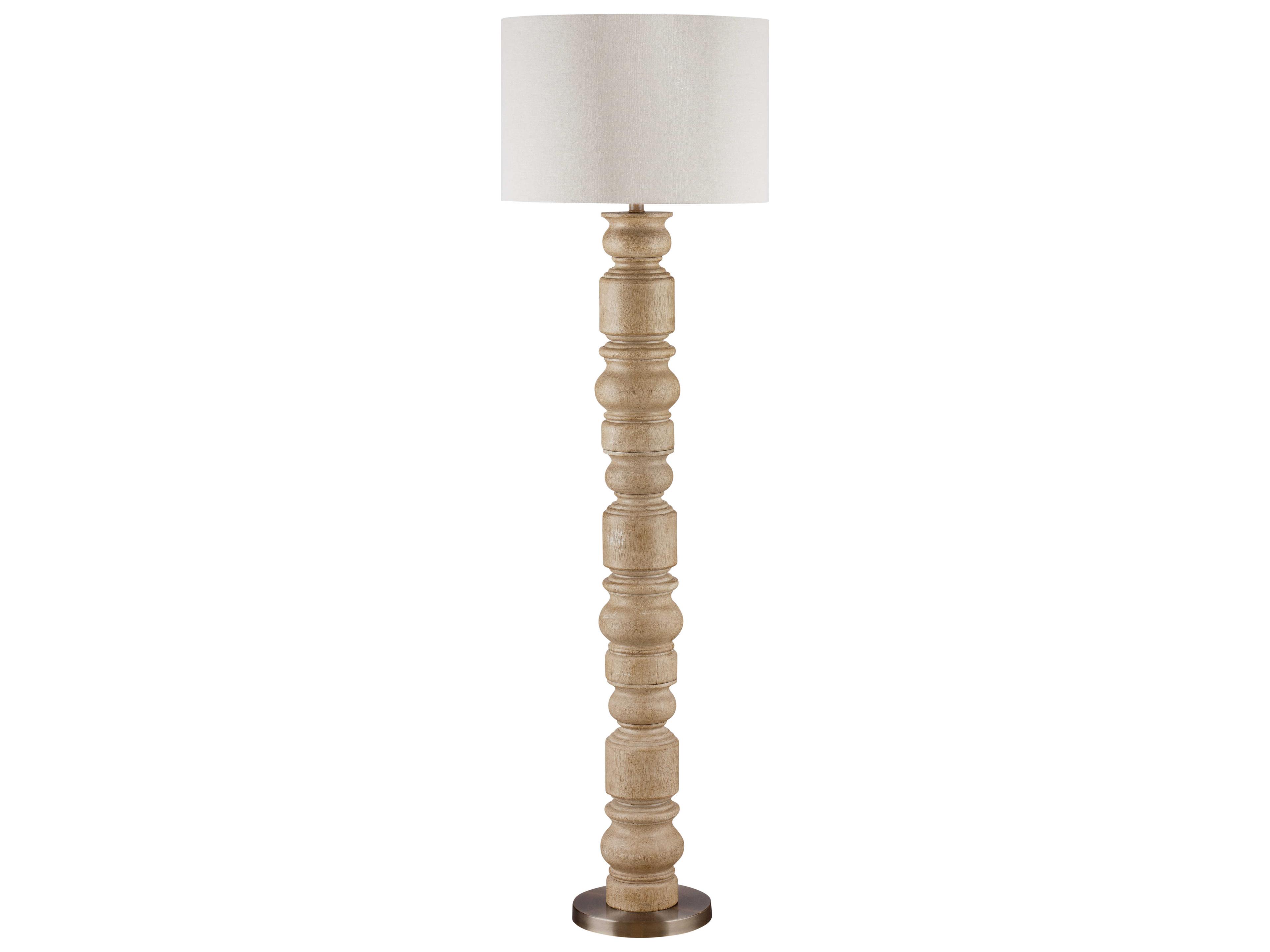 Bassett Mirror Helford Light Brown Oatmeal Linen Floor Lamp