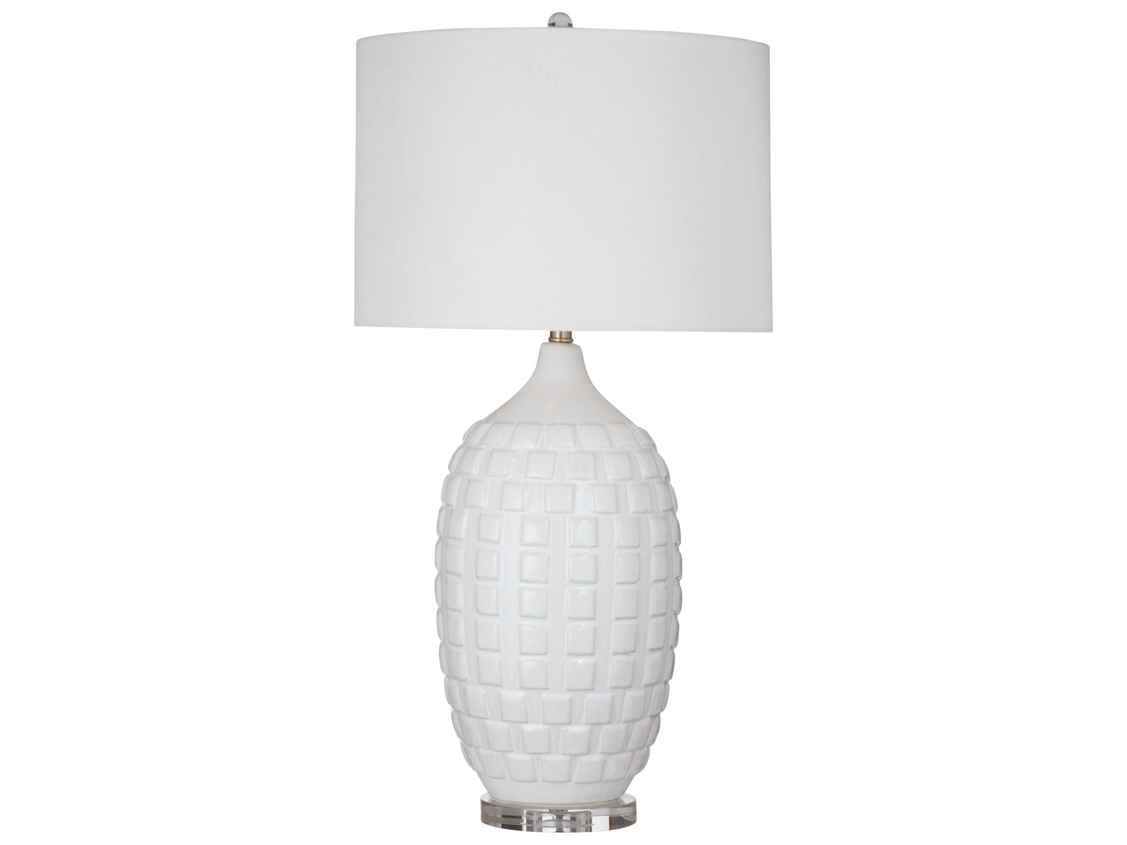 Bassett Mirror Sesser White Slub Linen Buffet Lamp