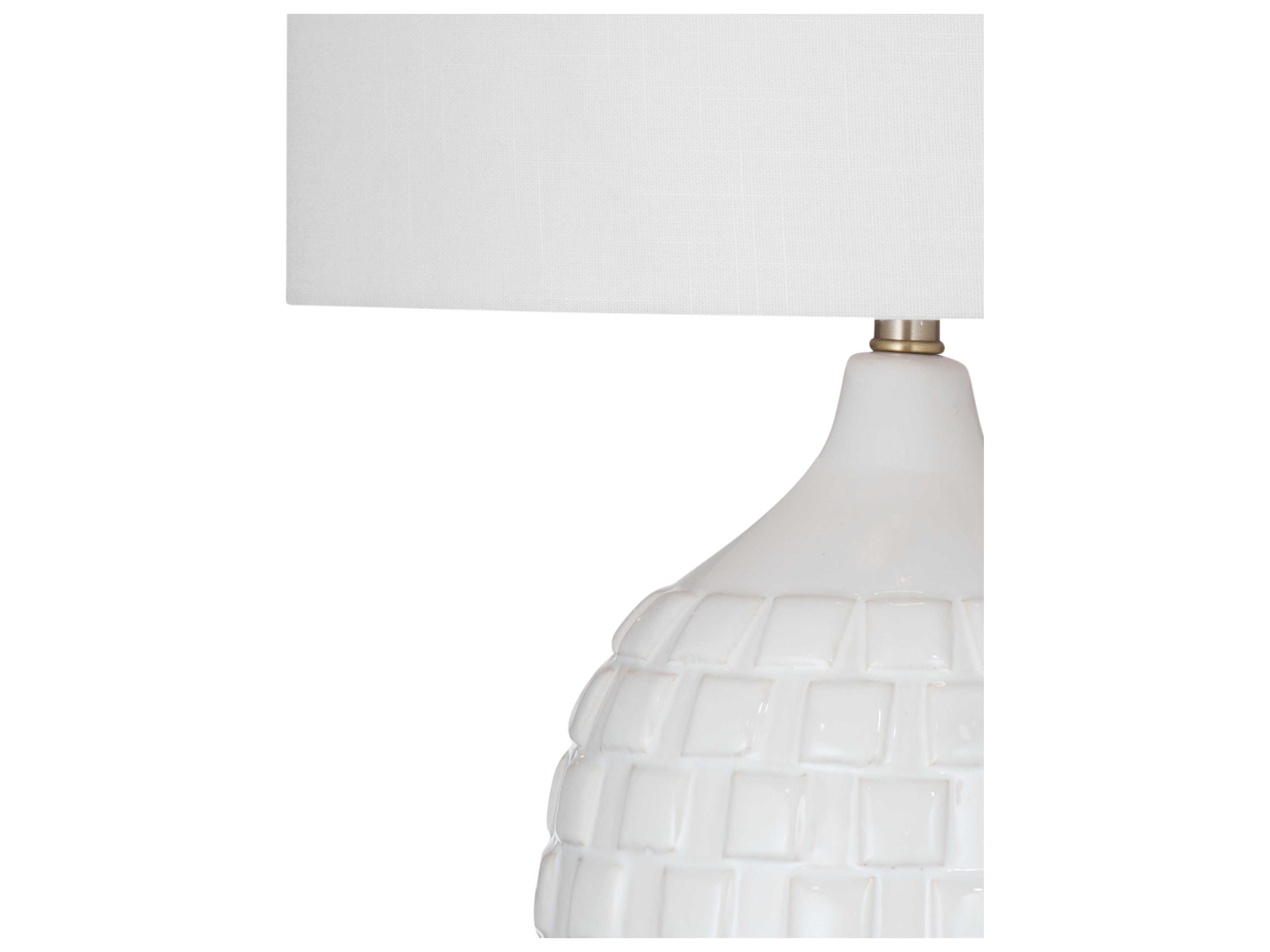 Bassett Mirror Sesser White Slub Linen Buffet Lamp