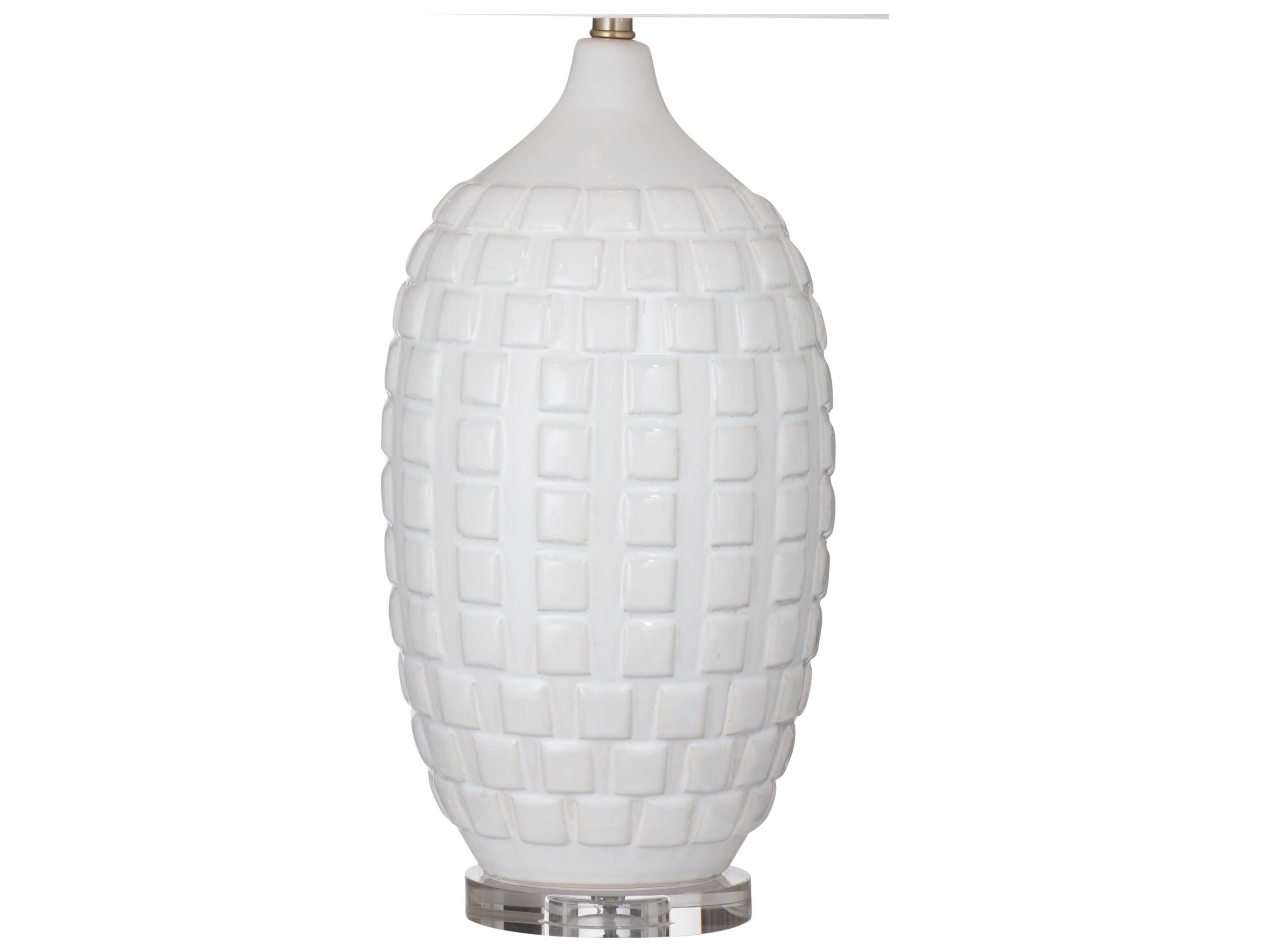 Bassett Mirror Sesser White Slub Linen Buffet Lamp