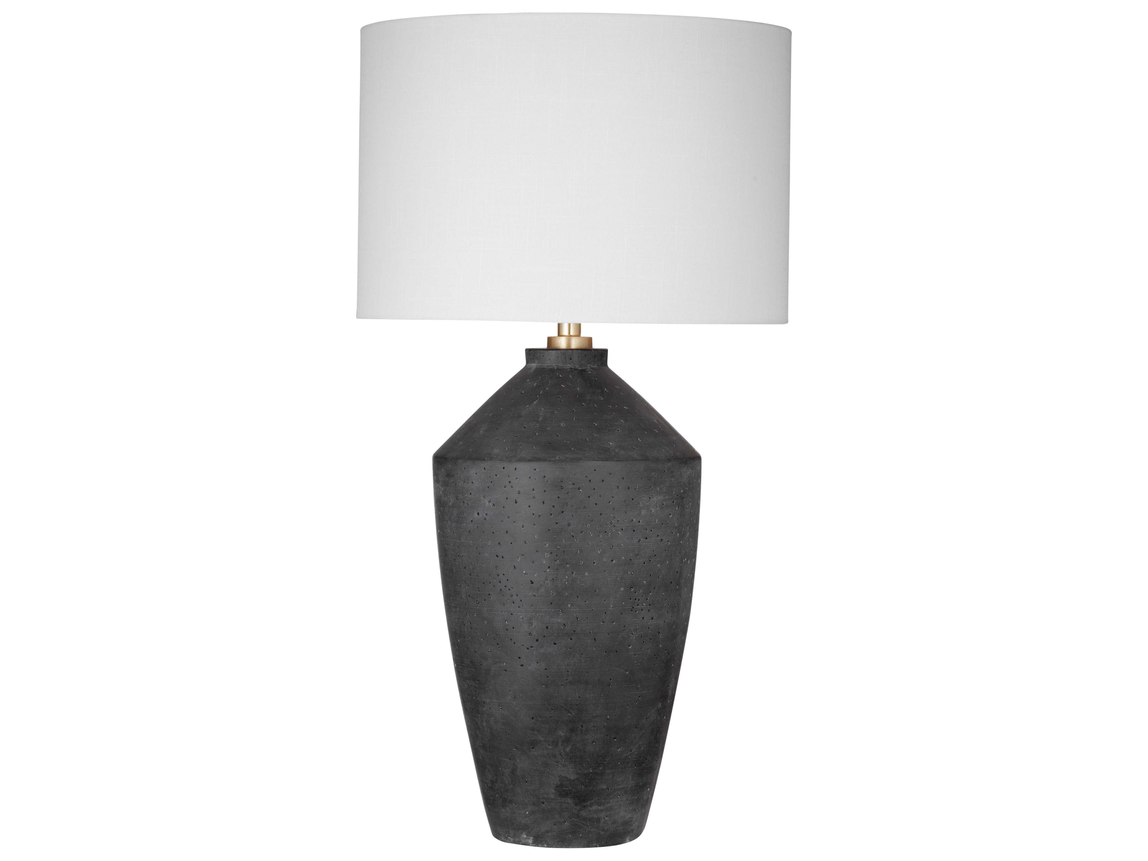 Kaycee Matte Black White Slub Linen Buffet Lamp