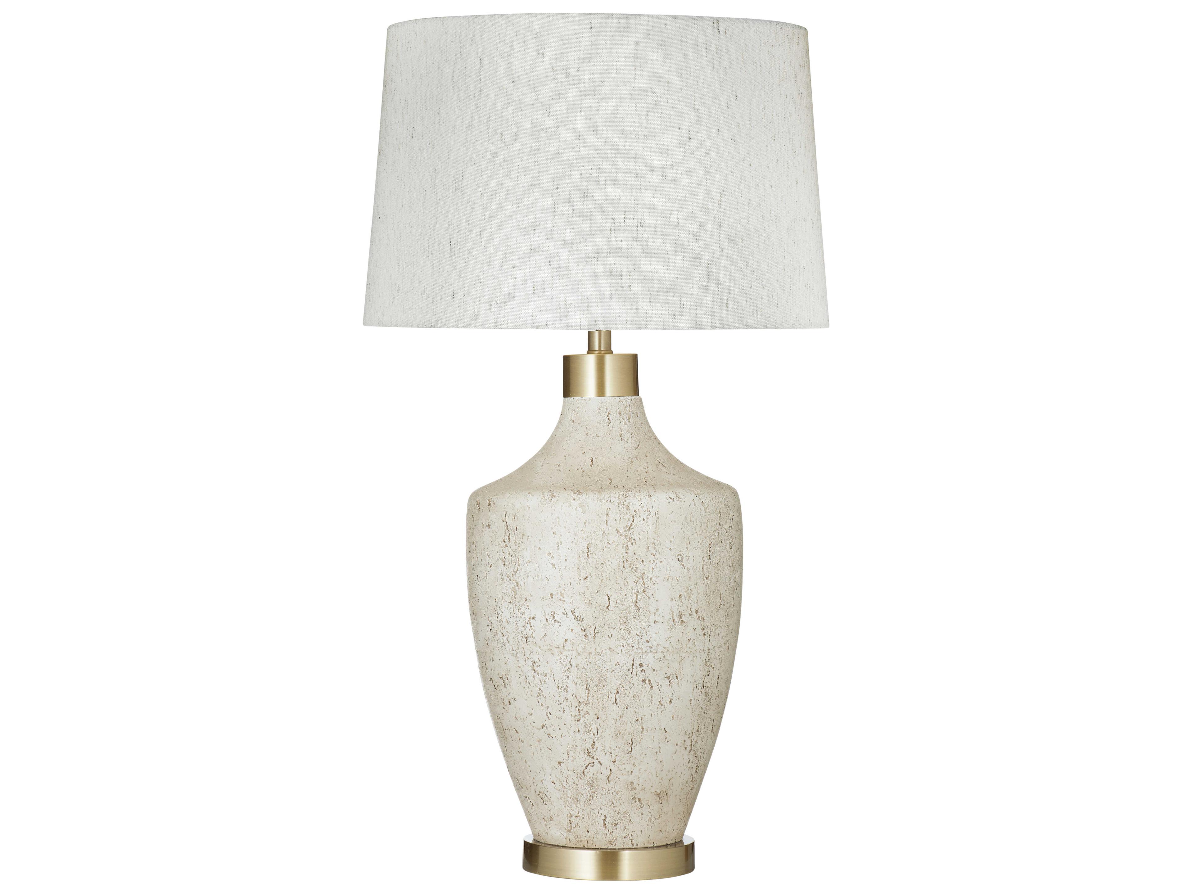Neecole Textured Cream Oatmeal Linen Off White Buffet Lamp