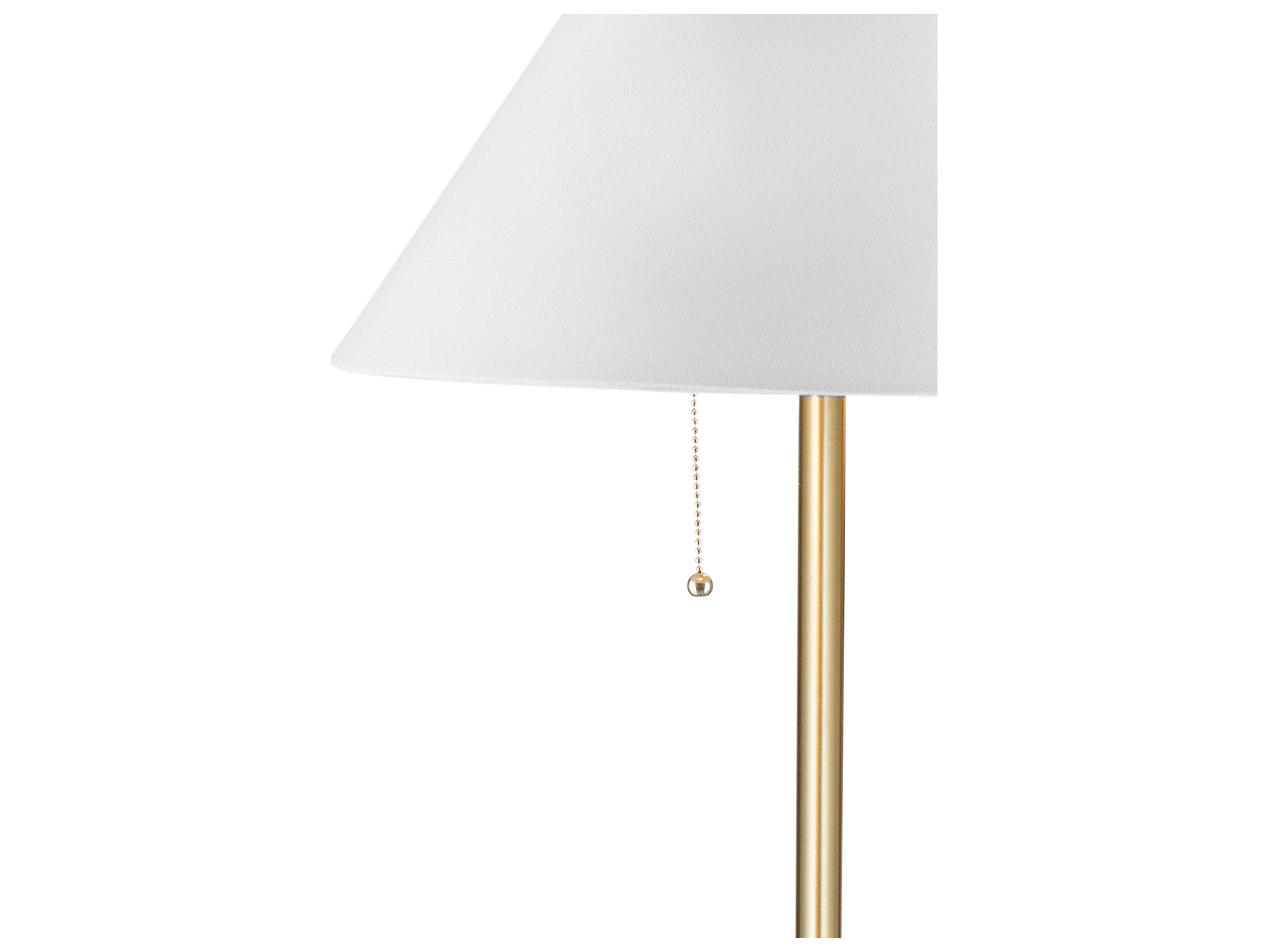 Bassett Mirror Lenor Black Brass White Linen Floor Lamp