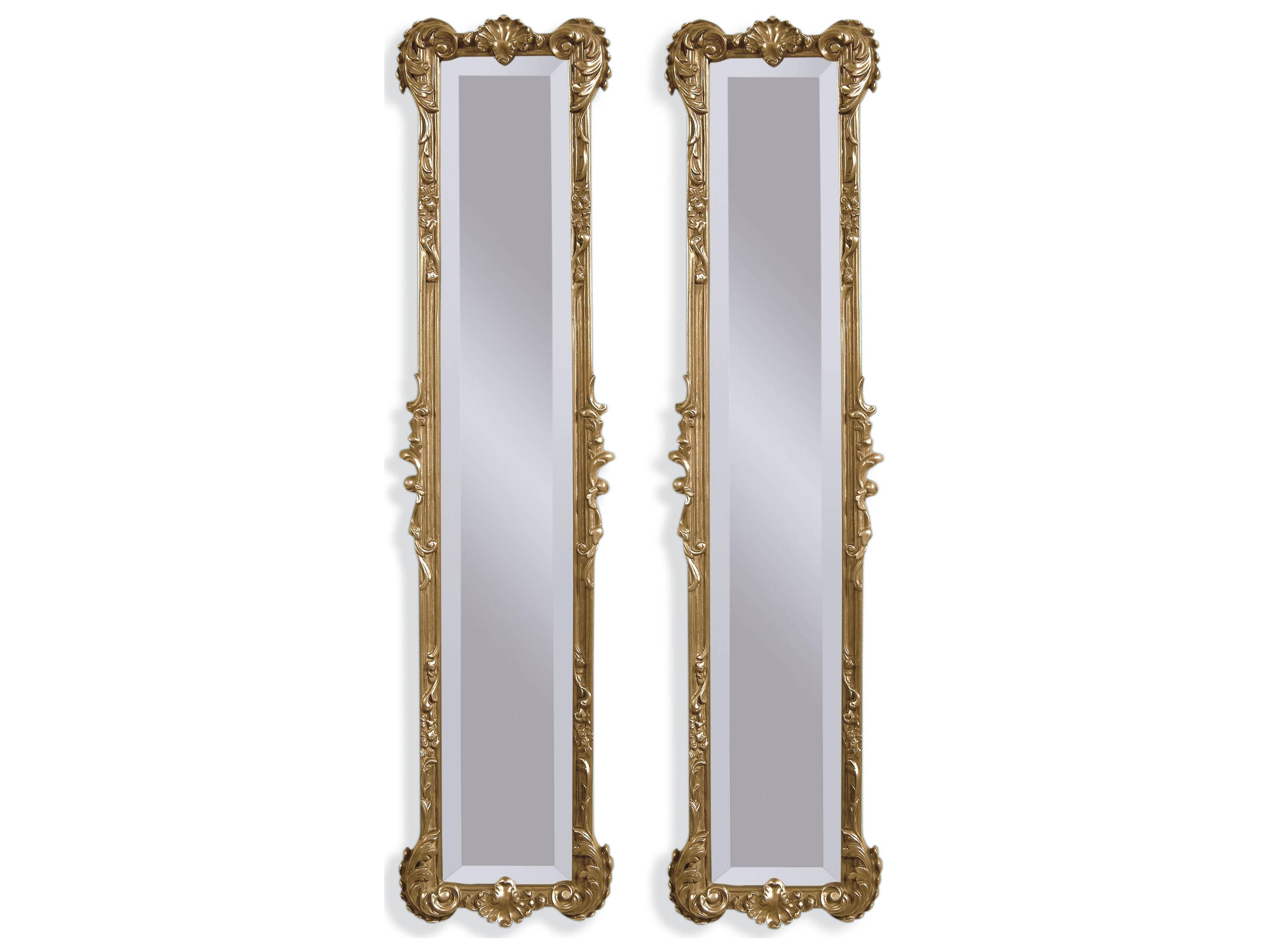 Old World Helena 2-Panel Rectangular Wall Mirror Gold Leaf Finish