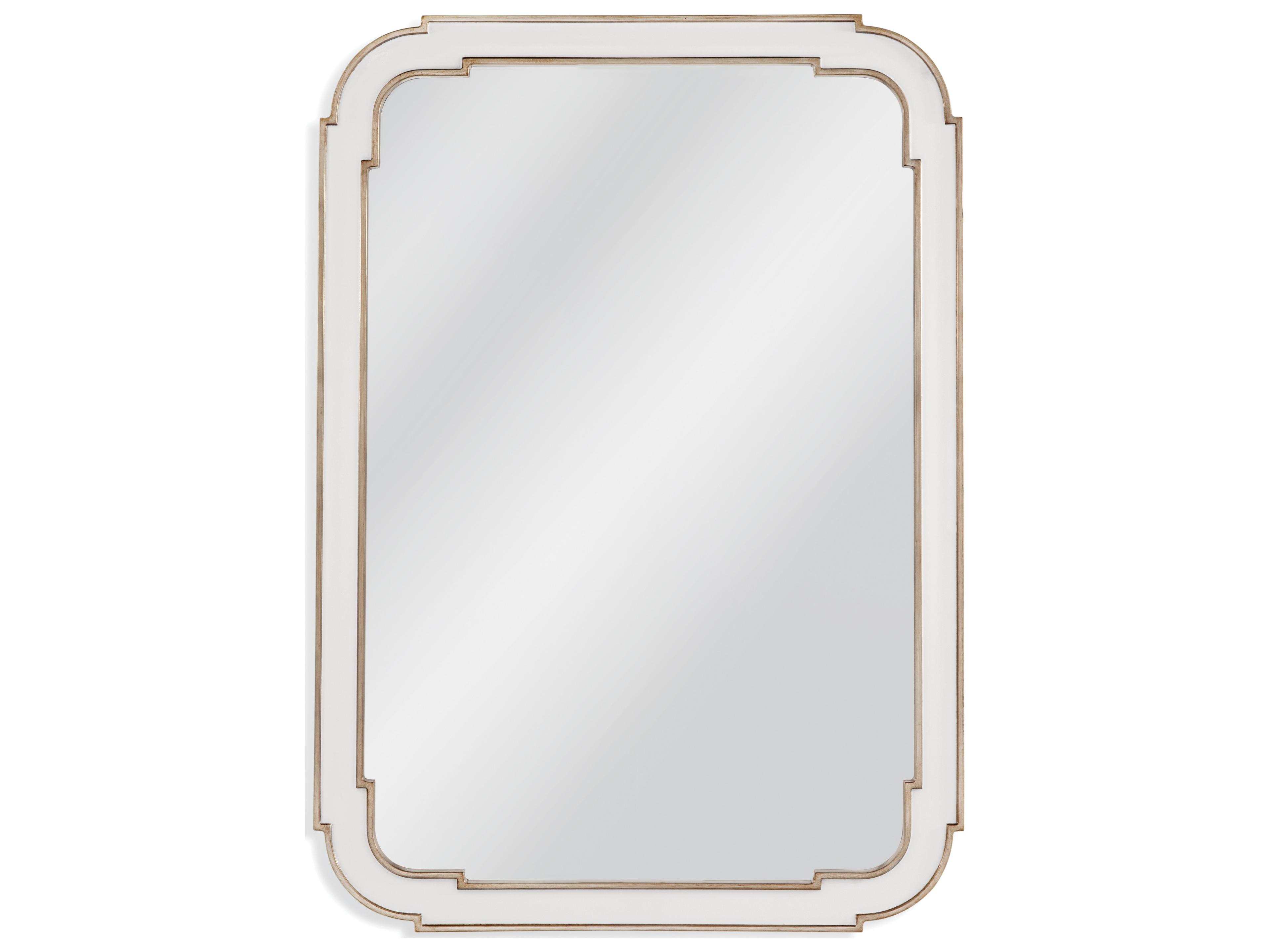 Sasha Rectangular Wall Mirror in White Lacquer and Silver Leaf
