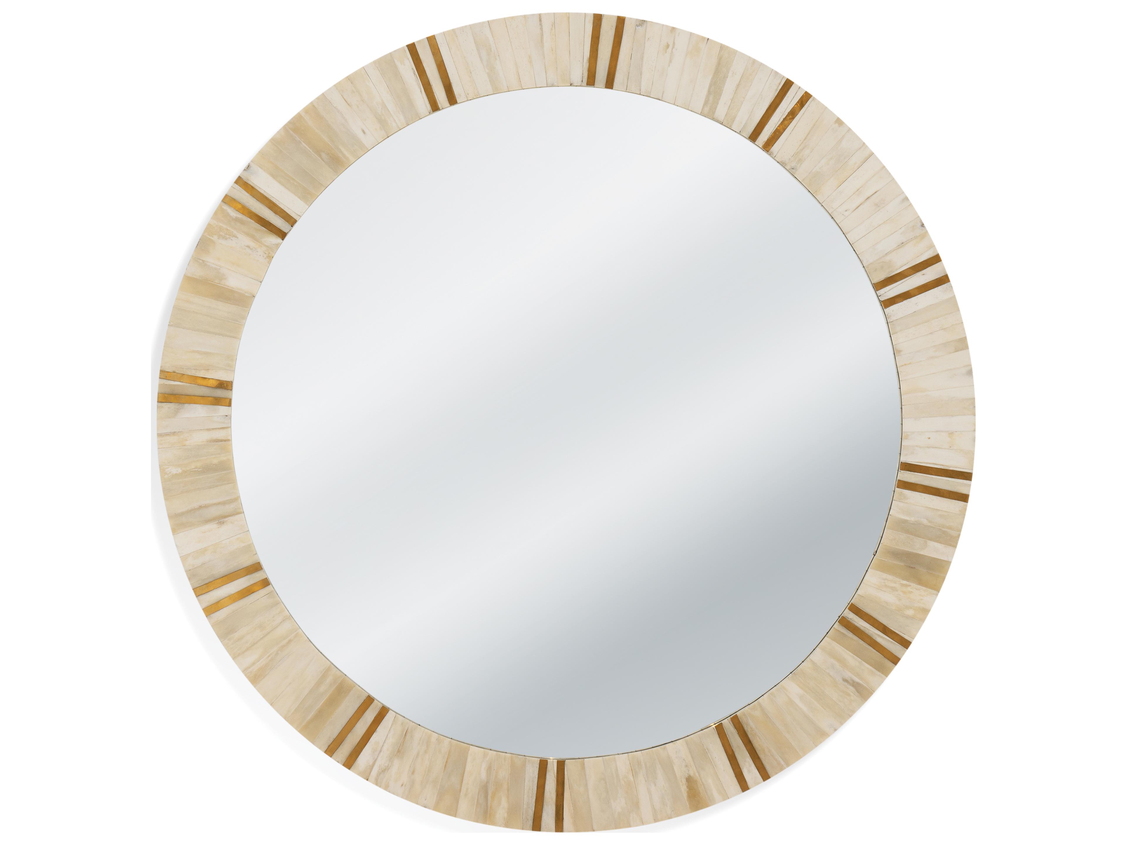 Clever Round Wall Mirror in Natural Bone and Brass
