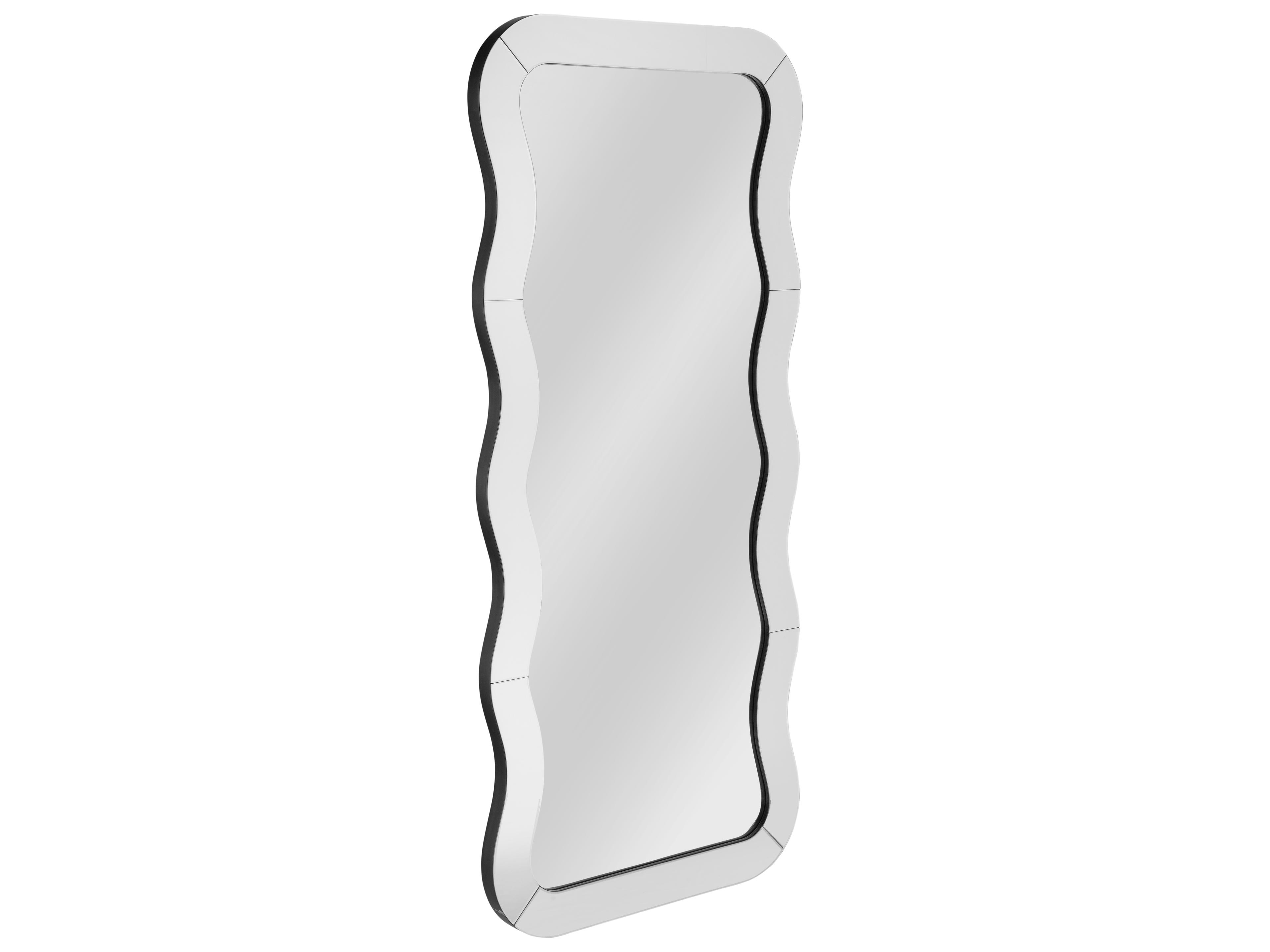 Wave Floor Mirror with Wavy Details in Silverleaf