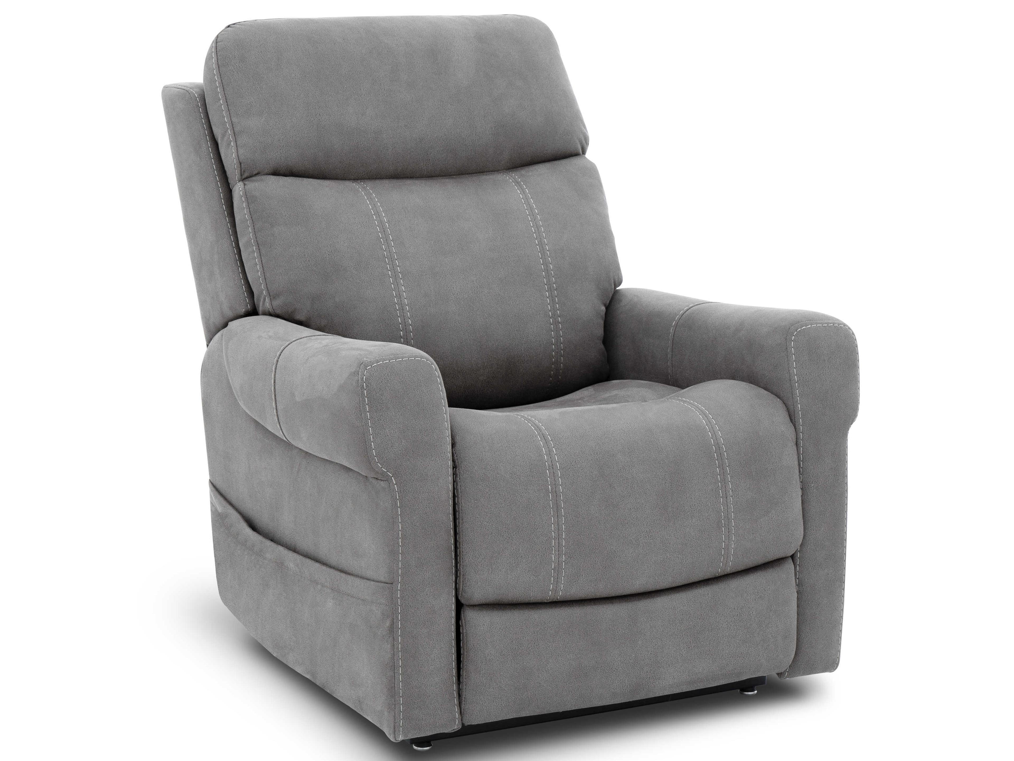 Lux Recline & Lift Lloyd Stonewash Dove Gray Upholstered Recliner