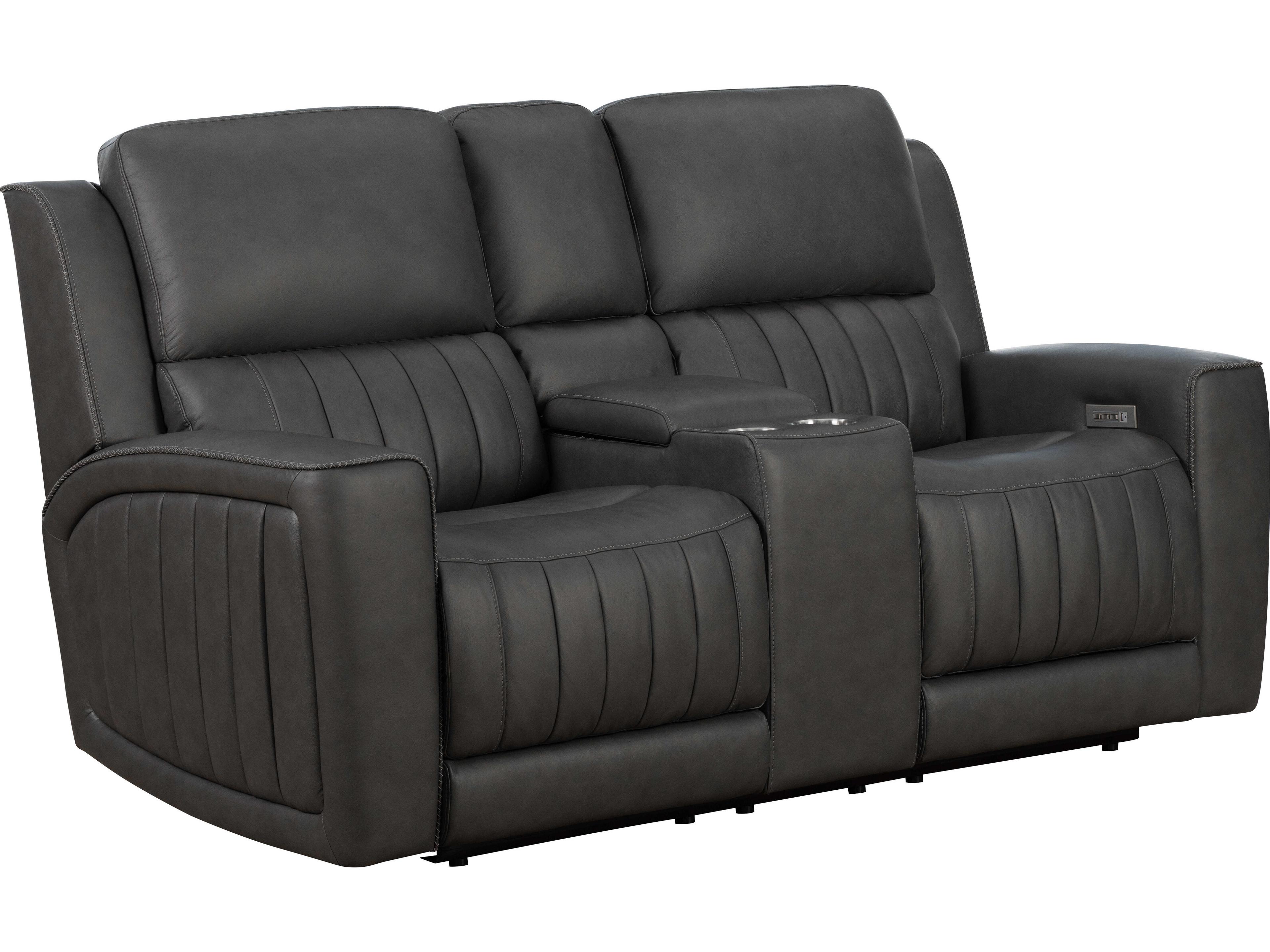 Zero Gravity Pierce Homerun Dark Gray Faux Leather Loveseat