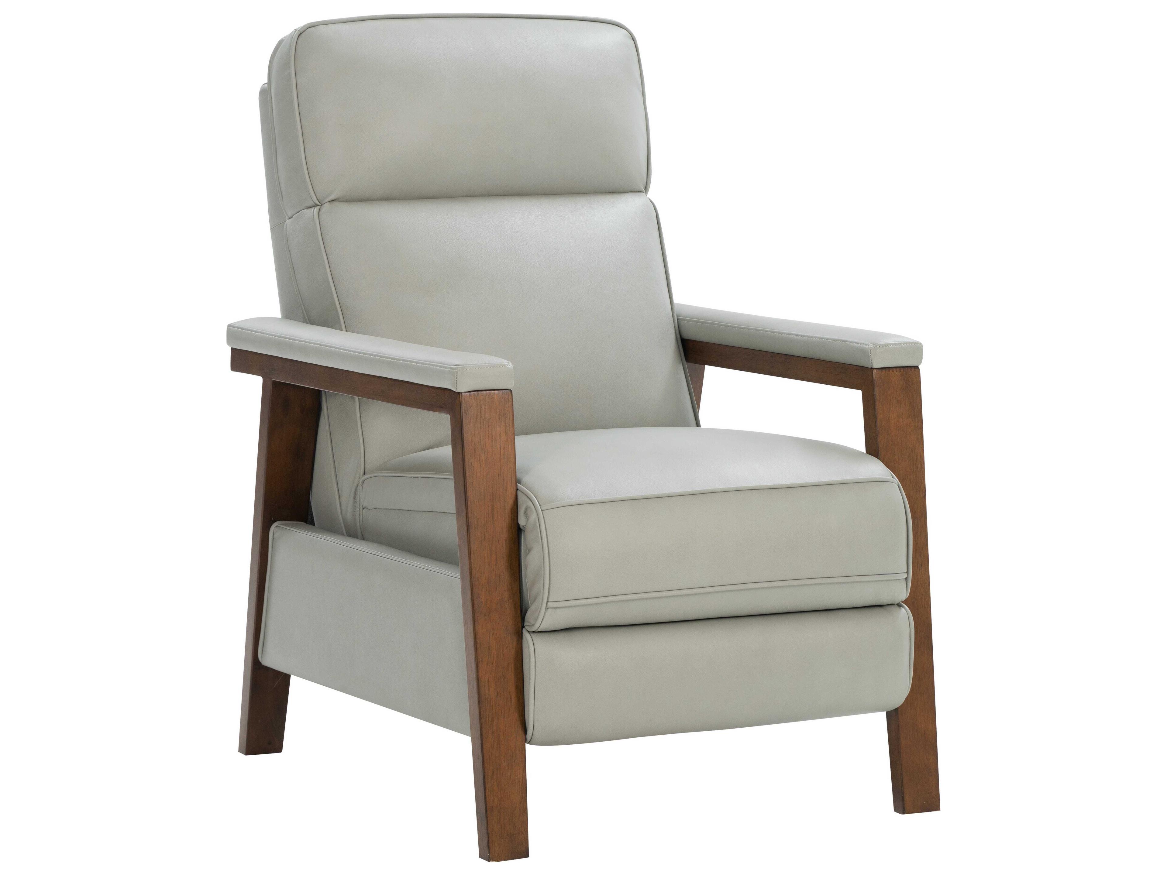 Ashland Top Grain Leather Manual Reclining Accent Chair in Corbett Chromium Gray