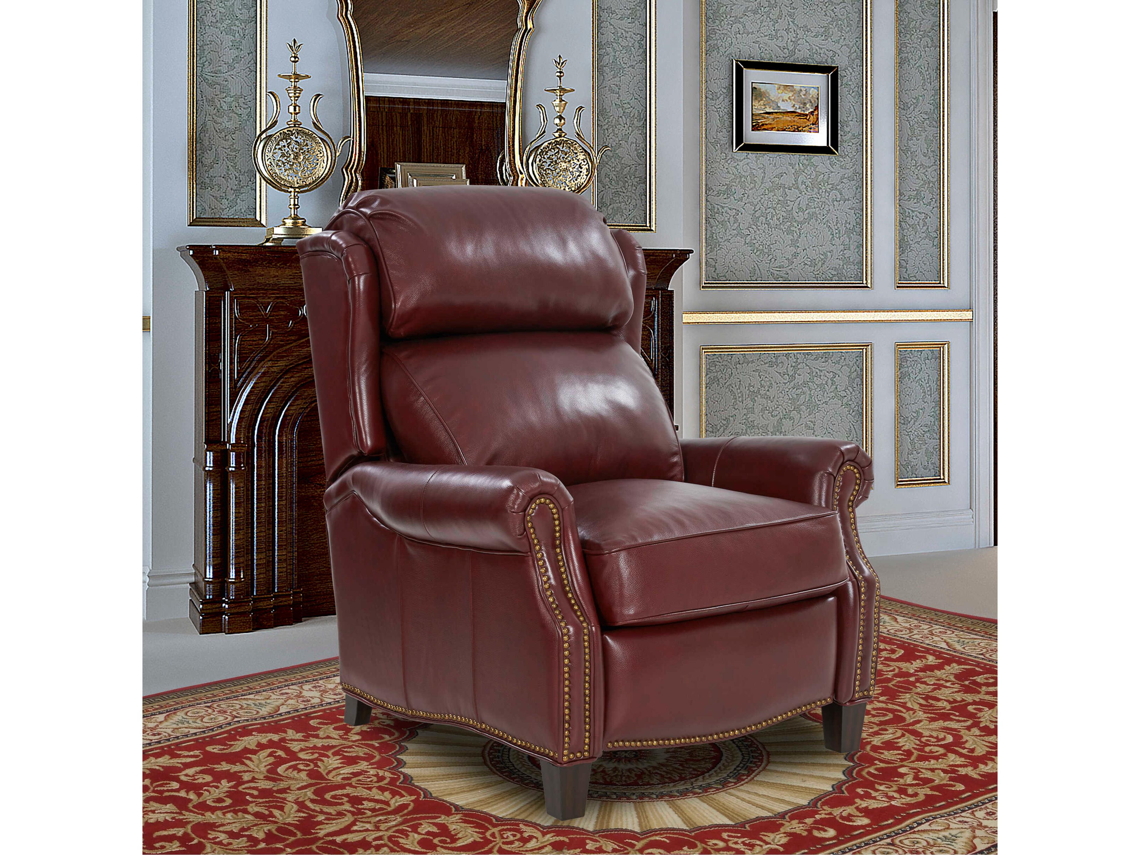 Barcalounger Vintage Meade Marisol Cabernet Brown Leather Recliner