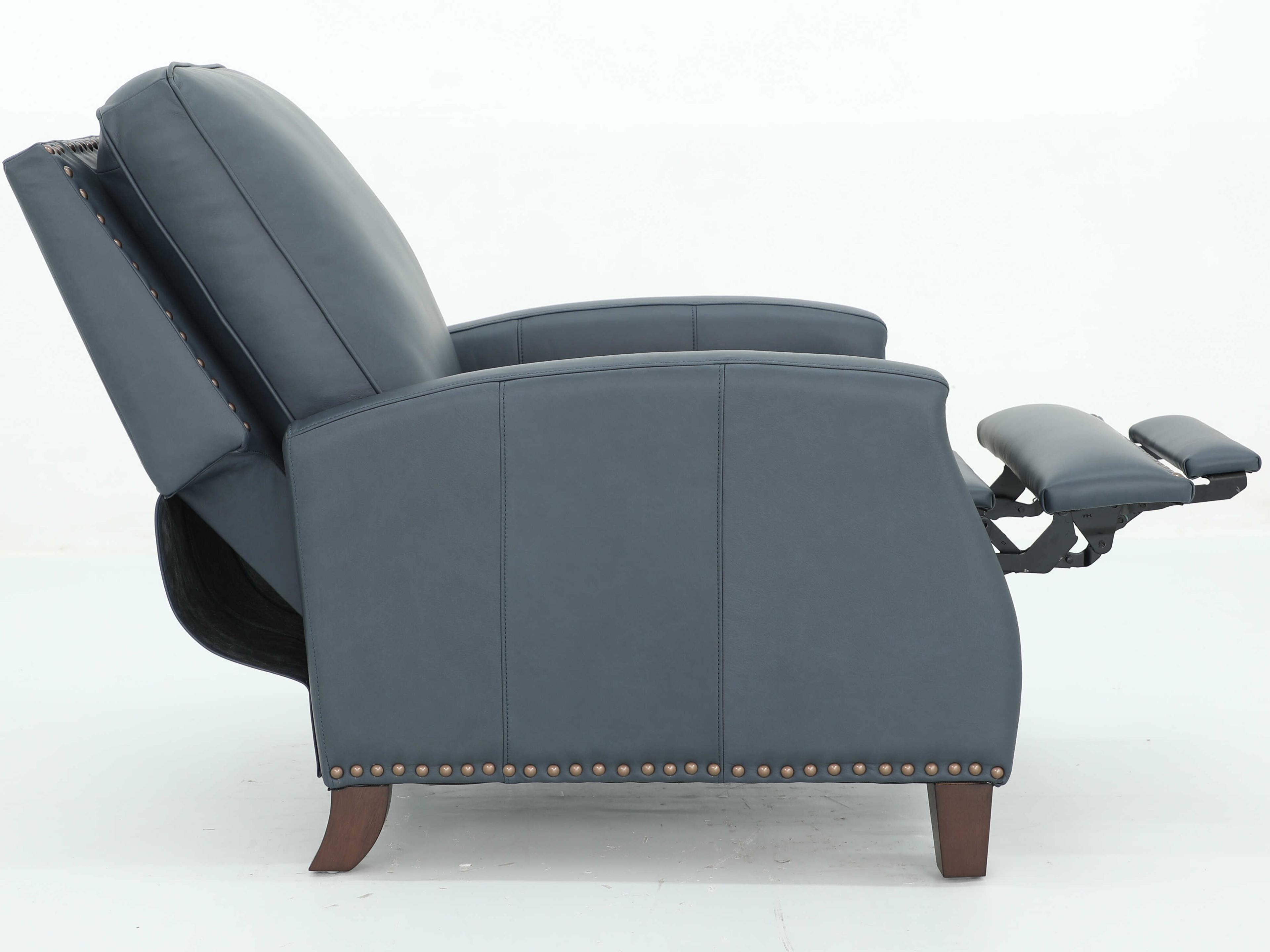 Barcalounger Vintage Melrose Santa Fe Ocean Blue Leather Recliner