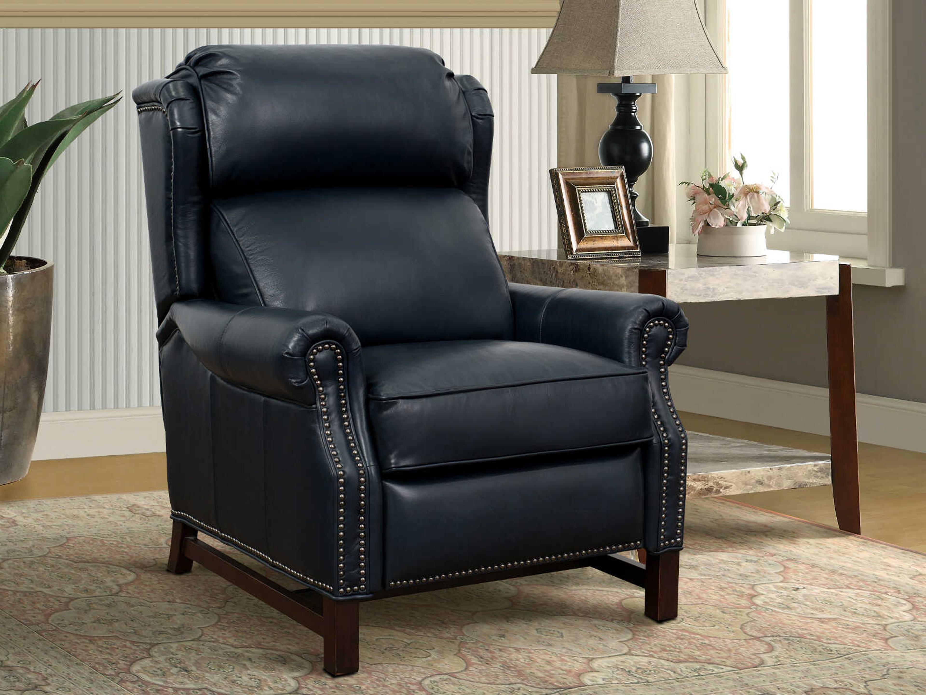 Barcalounger Vintage Thornfield Shoreham Blue Leather Recliner