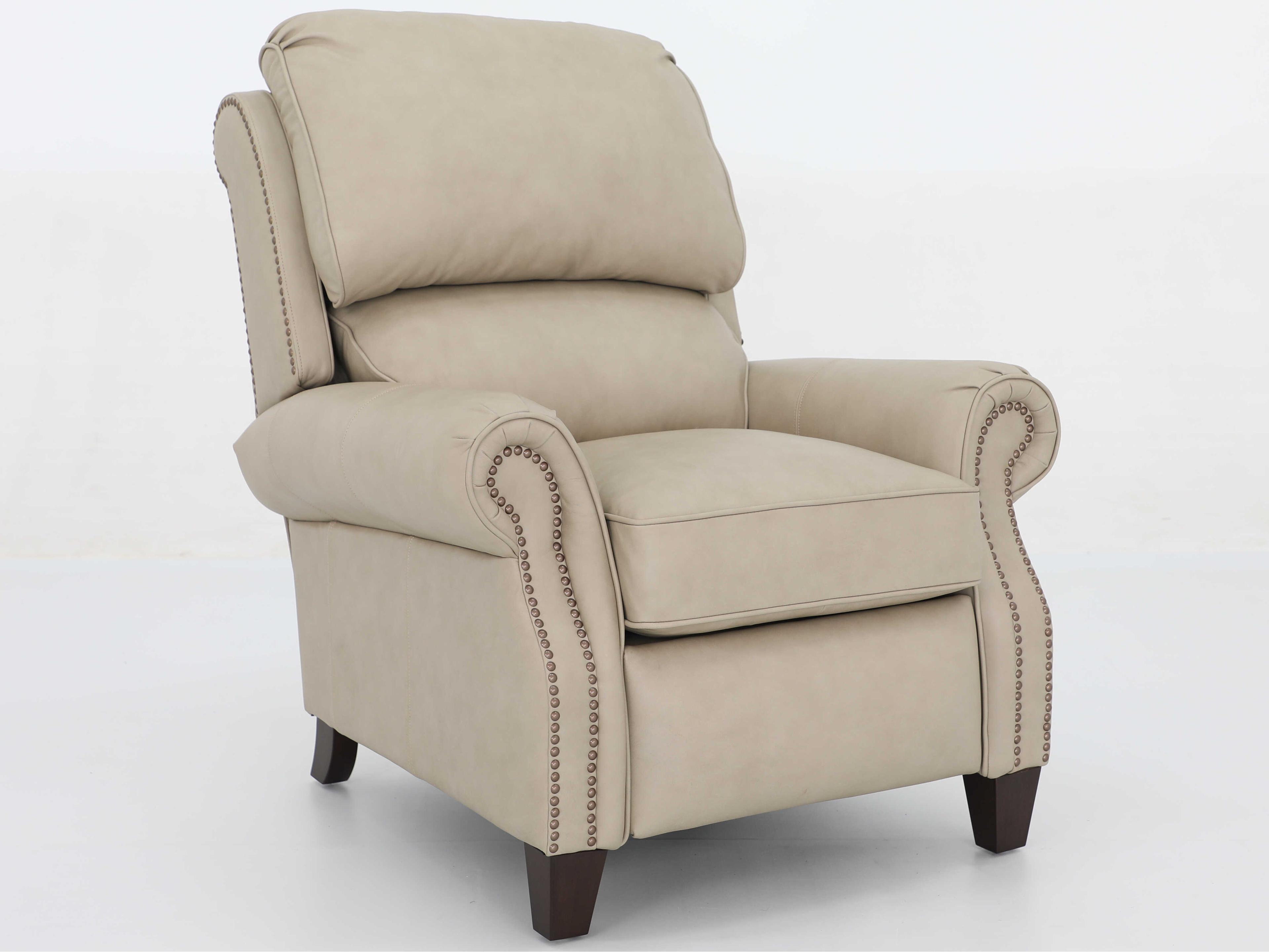 Barcalounger Vintage Churchill Cashmere Stone Tan Leather Recliner