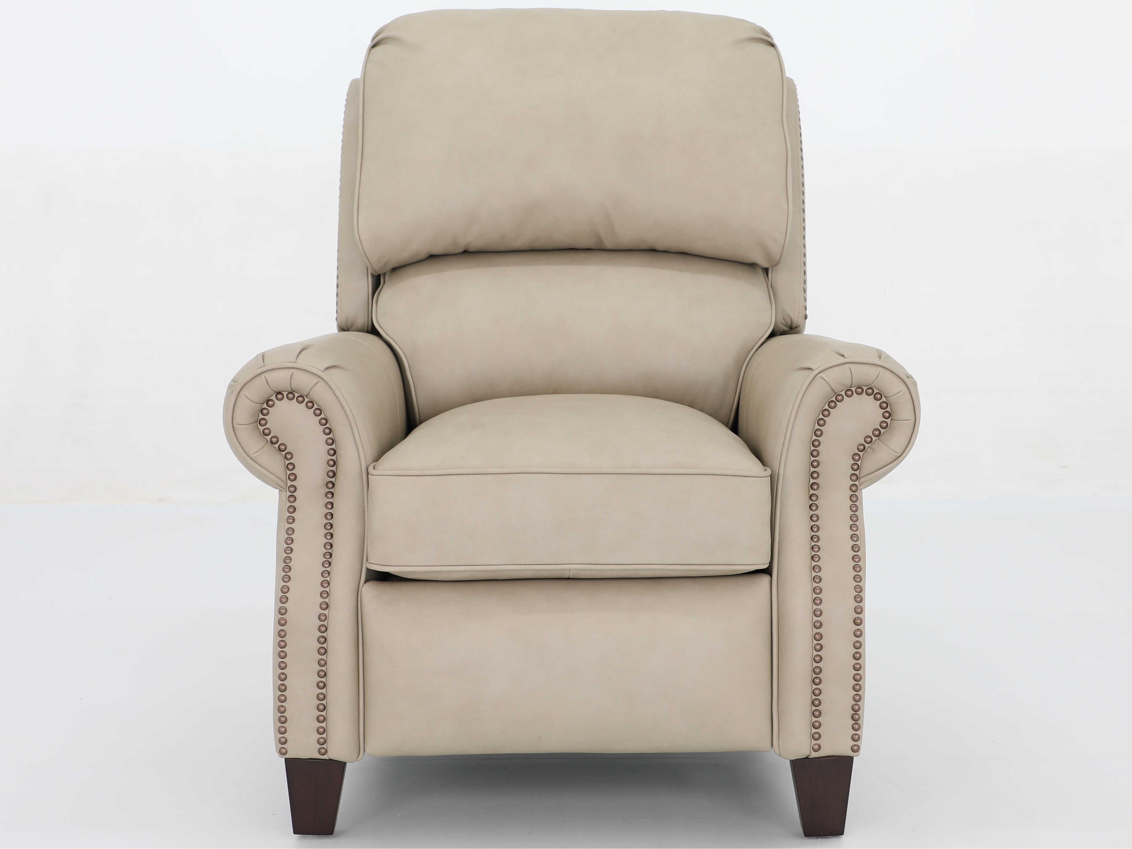 Barcalounger Vintage Churchill Cashmere Stone Tan Leather Recliner