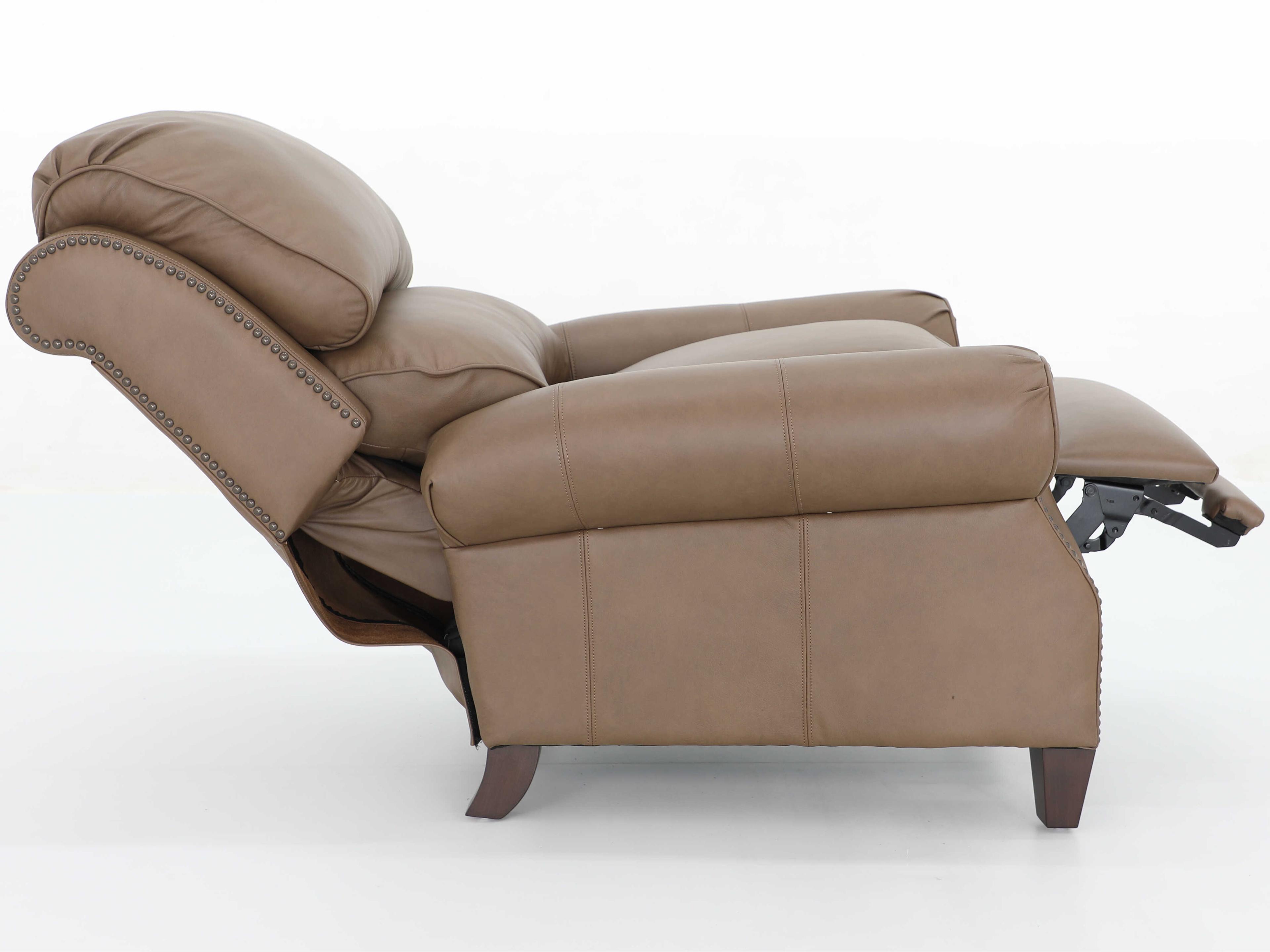 Barcalounger Vintage Churchill Cashmere Taupe Tan Leather Recliner